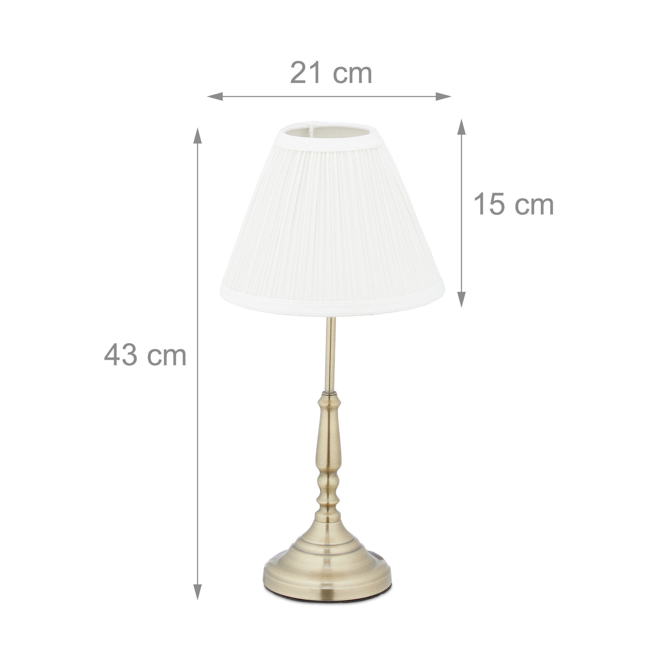relaxdays Tischleuchte Tischlampe weiß gold, Ambientebeleuchtung, Leuchtmittel nicht enthalten, E14-Fassung, max. 40 W – Bild 4 von 5