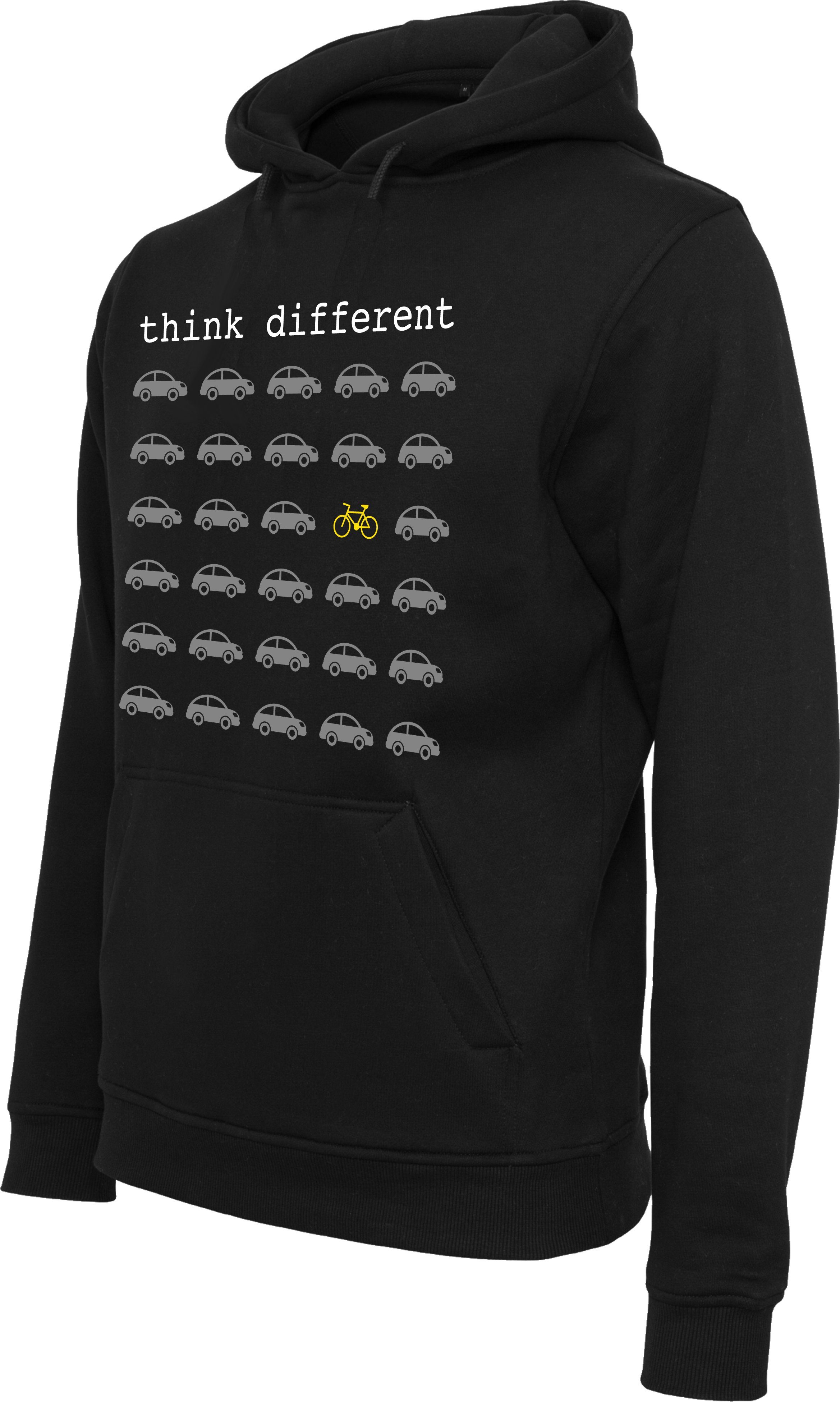 Baddery Kapuzenpullover Fahrrad Hoodie: "Think Different" - Pullover Herren, hochwertiger Siebdruck, auch Übergrößen