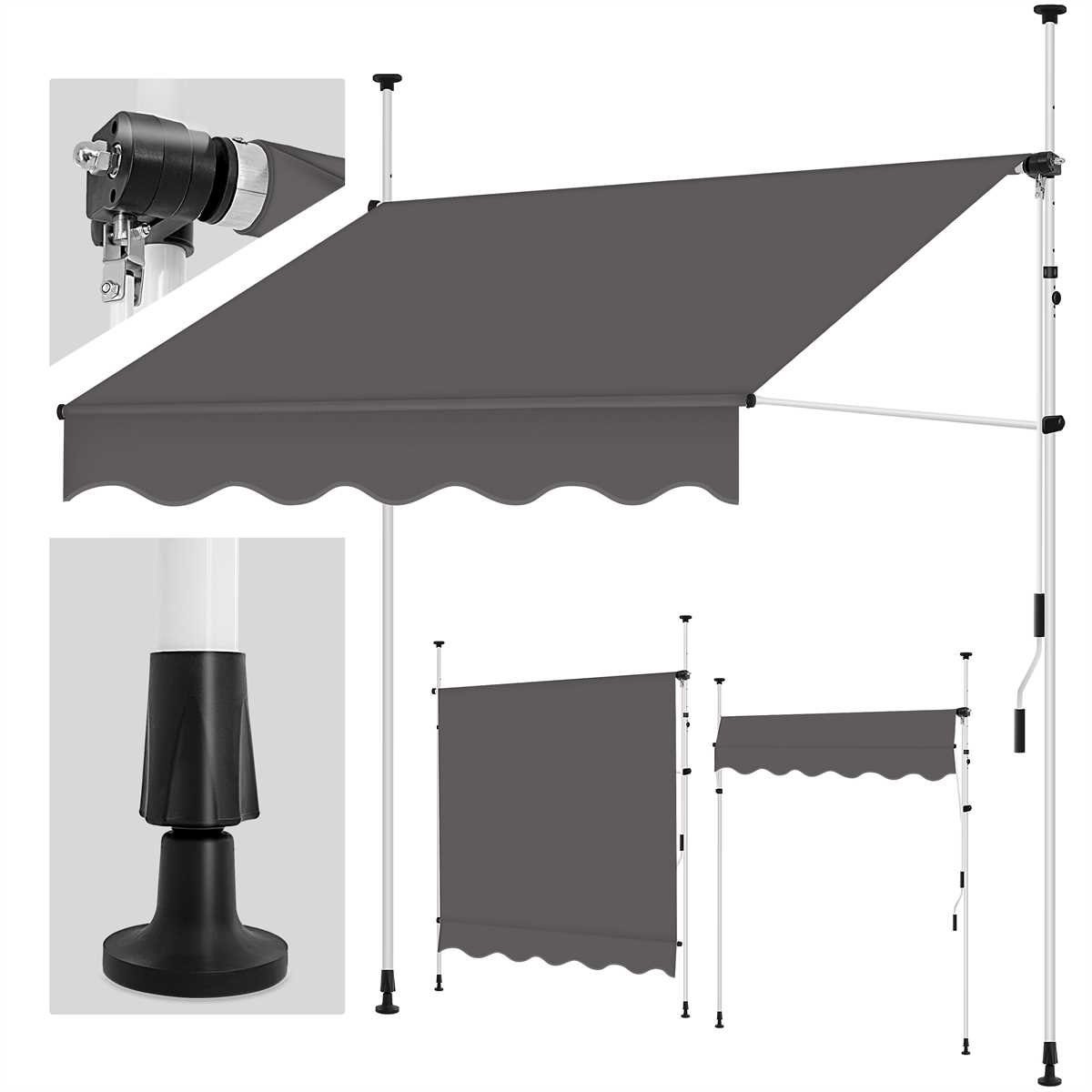 Jawoll Klemm-Markise 2,0 X 1,2 M Grau-weiß (Profilfarbe