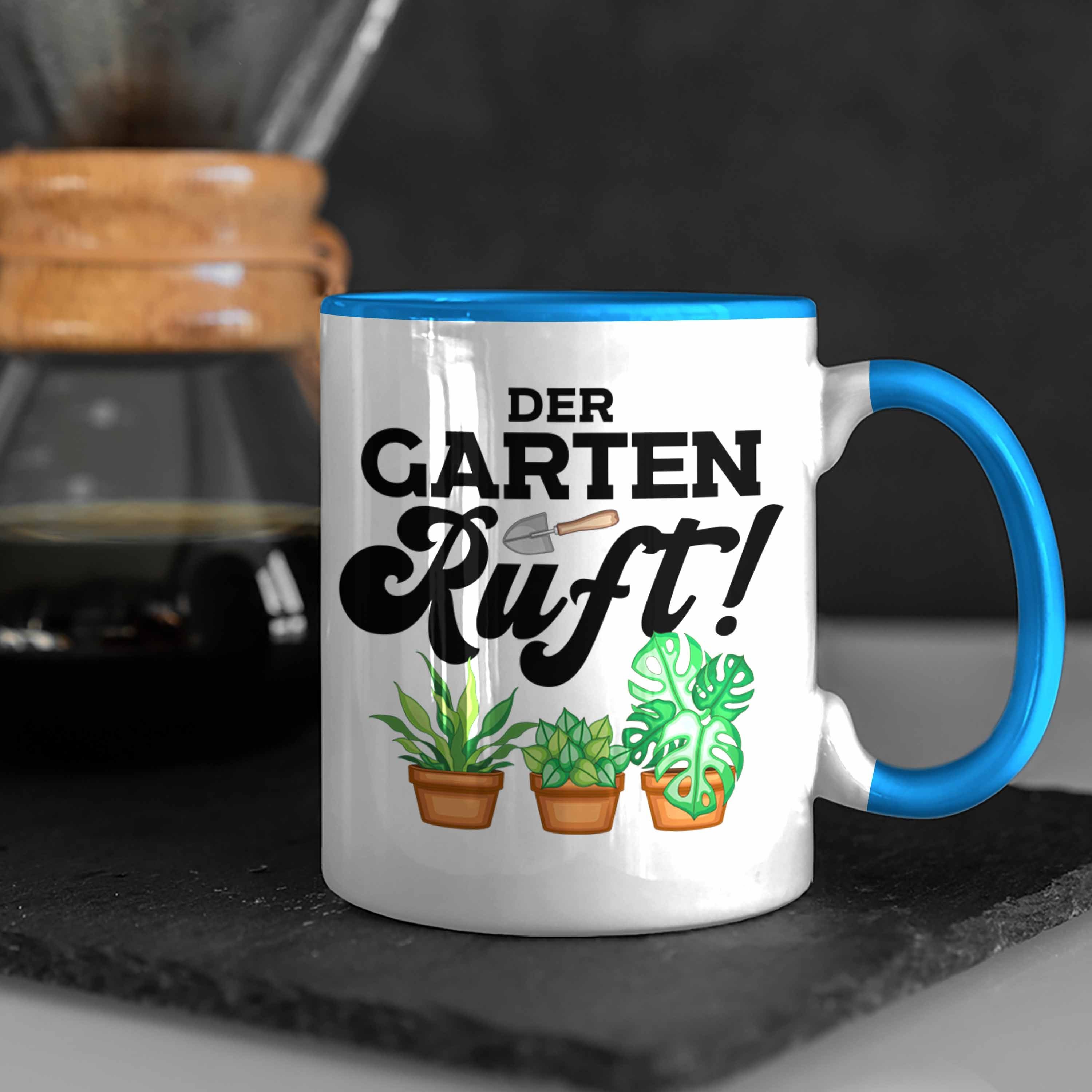 Kaffeetasse Blau Hobbygärtner Tasse Trendation Landschaftsgärtner - Der Grarten Trendation Ruft Tasse Opa Geschenk Geschenk Gärtner Oma