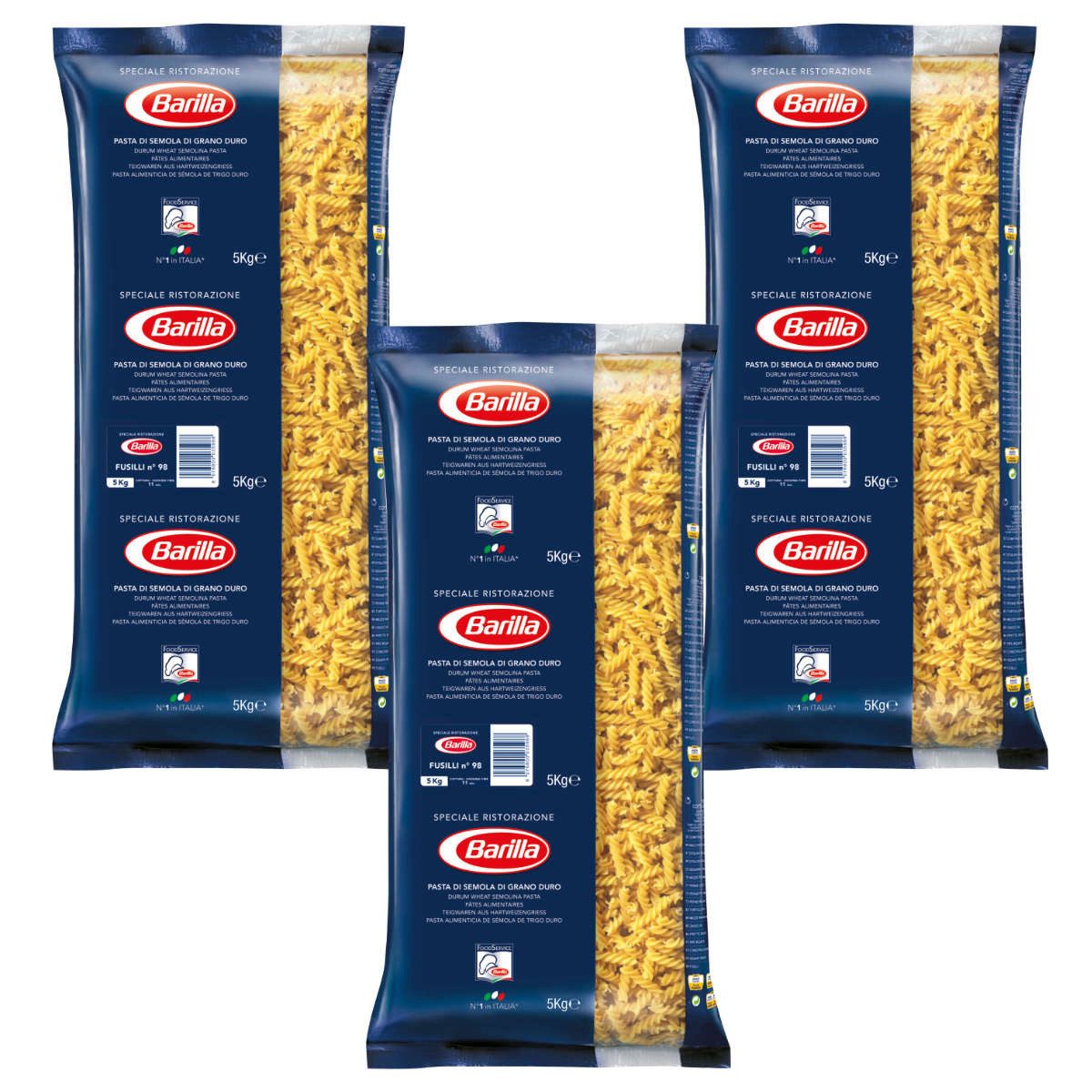 Barilla Nudeln, Barilla Pasta Fusilli Nr 098 Teigwaren Hartweizengrieß 5000g 3er Pack