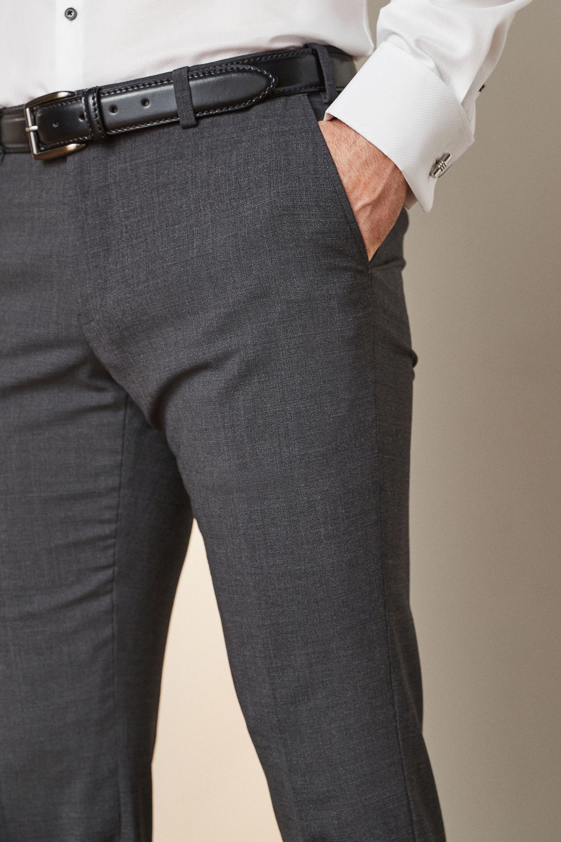 Next Anzughose Signature Motionflex Anzughose (1-tlg) Grey aus Wolle Fit Slim