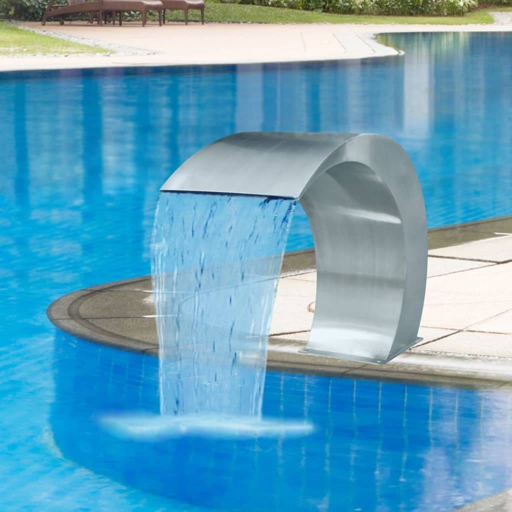 DOTMALL Gartenbrunnen Garten-Wasserfall Pool-Fontäne, 30 cm Breite, Edelstahl | Brunnen