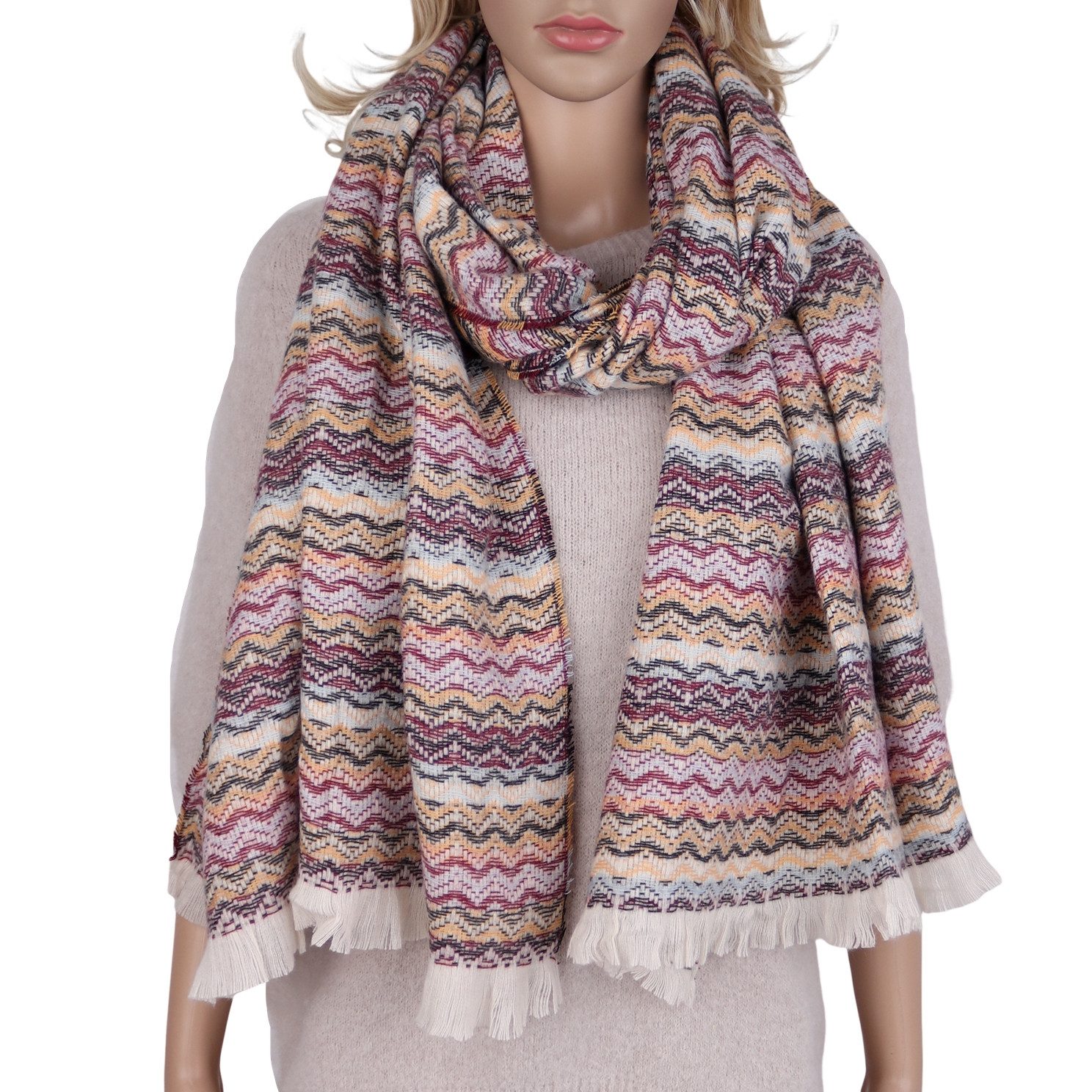 Modeschal weicher und warmer Schal Wellenmuster, 70x180cm