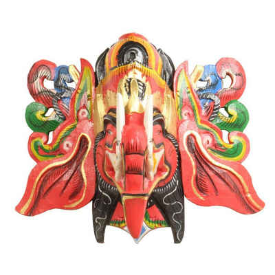 Oriental Galerie Holzbild Ganesha Maske Bunt - Rot, Ganesha (1 St)
