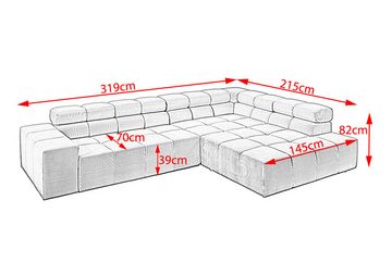 KAWOLA Ecksofa NEVADA, Sofa Feincord, versch. Ausführungen und versch. Farben