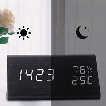 Retoo Wecker ELEKTRONISCHE LED UHR Nachtlicht Wecker Digital Temperatur Alarm Kompakt, 2 Stromversorgung Möglichkeiten, LED-Anzeige, Funktionalität