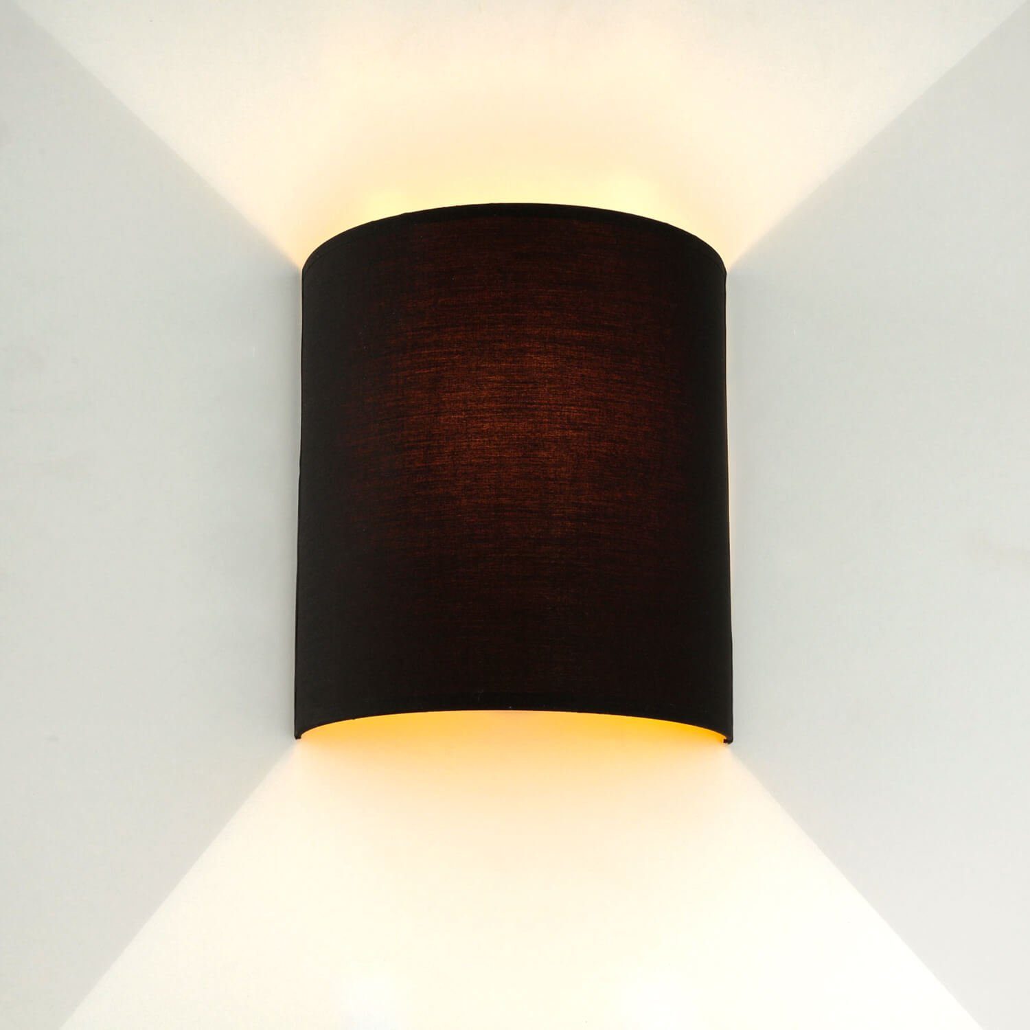 Wandleuchte Lampe Leuchtmittel, E27 Stoff Gold Wandlampe Loft ALICE, ohne aus Licht-Erlebnisse Wandlampe Schwarz