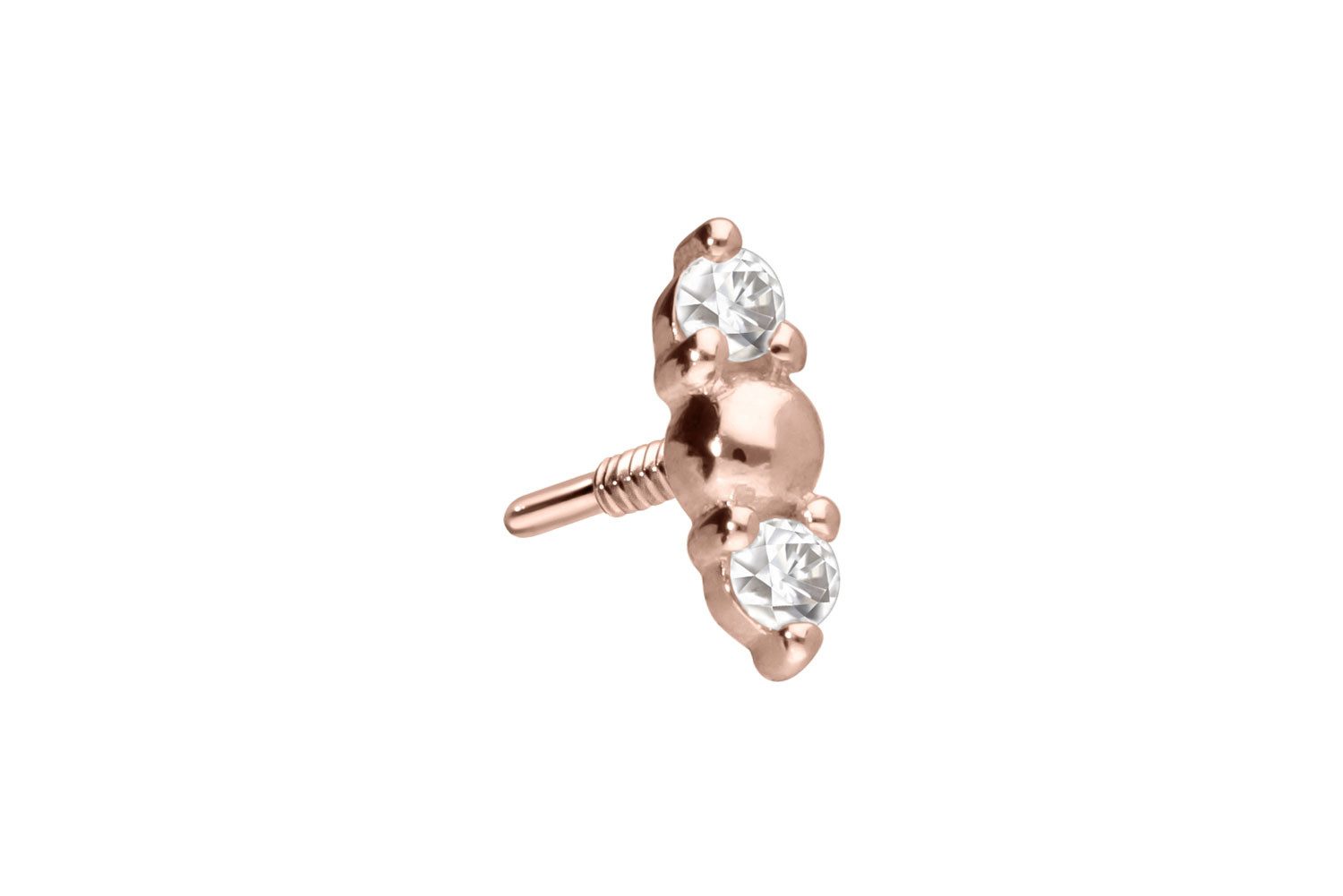 Piercing-Set 14 Karat Gold Schraubaufsatz mit Außengewinde 2 MOISSANITE + KUGEL