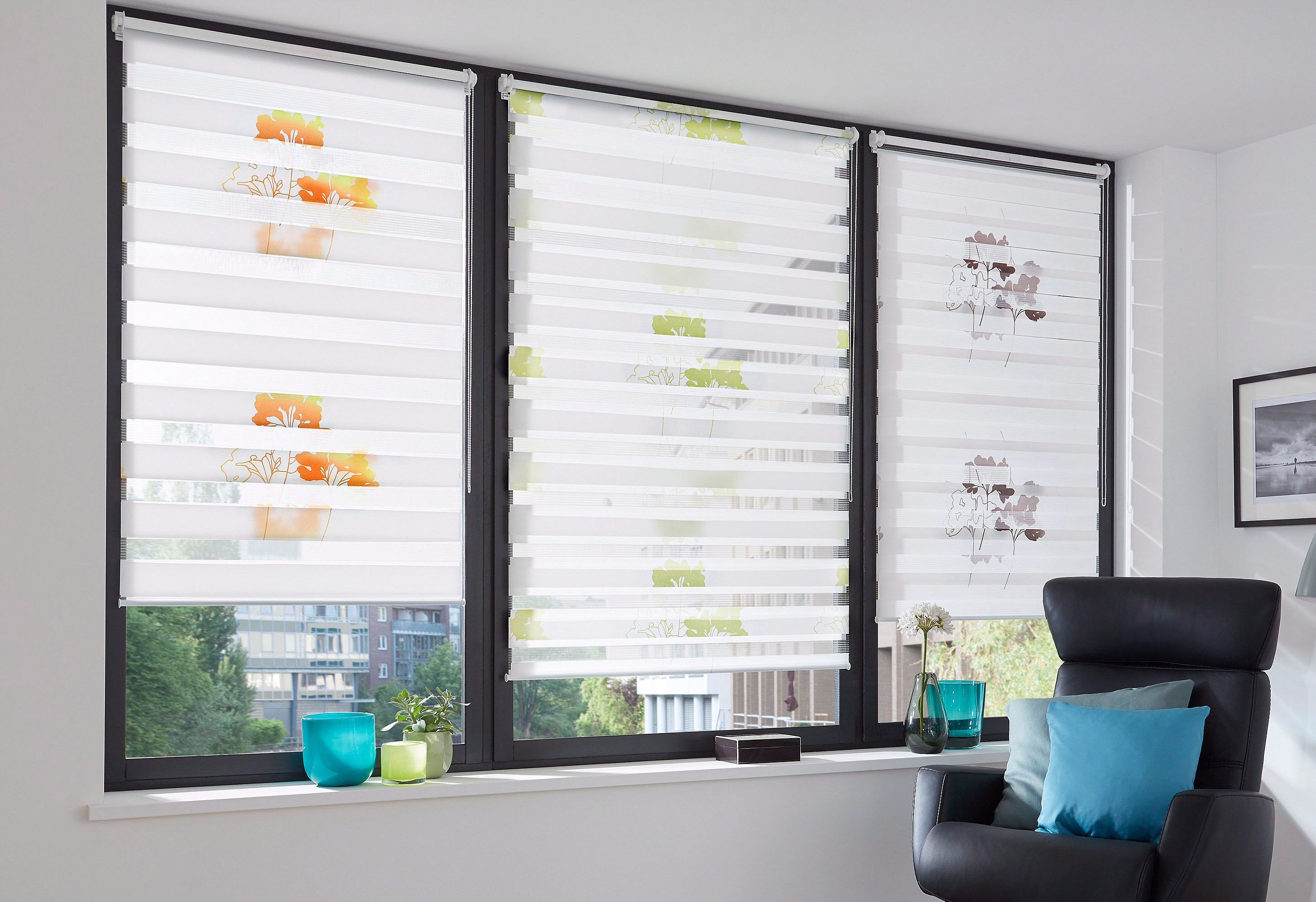 Doppelrollo Delphi, K-HOME, Lichtschutz, ohne Bohren, Klemmfix, im Fixmaß