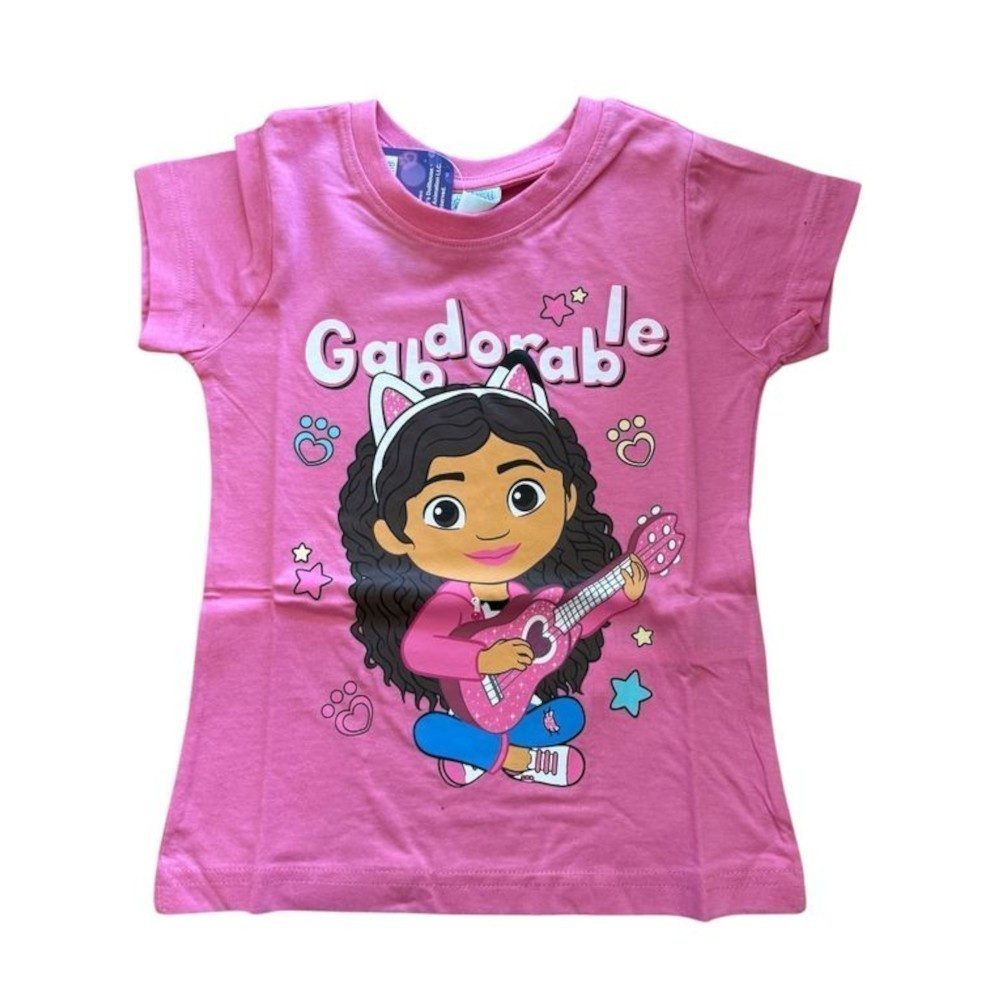 DreamWorks T-Shirt Kurzarm-Shirt für Mädchen, Gabby´s Dollhouse, Rosa oder Weiß, Größe
