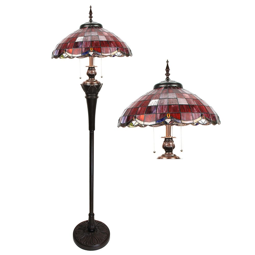 Clayre & Eef Stehlampe Clayre & Eef Lumilamp 166cm, rote Tiffany Stehlampe
