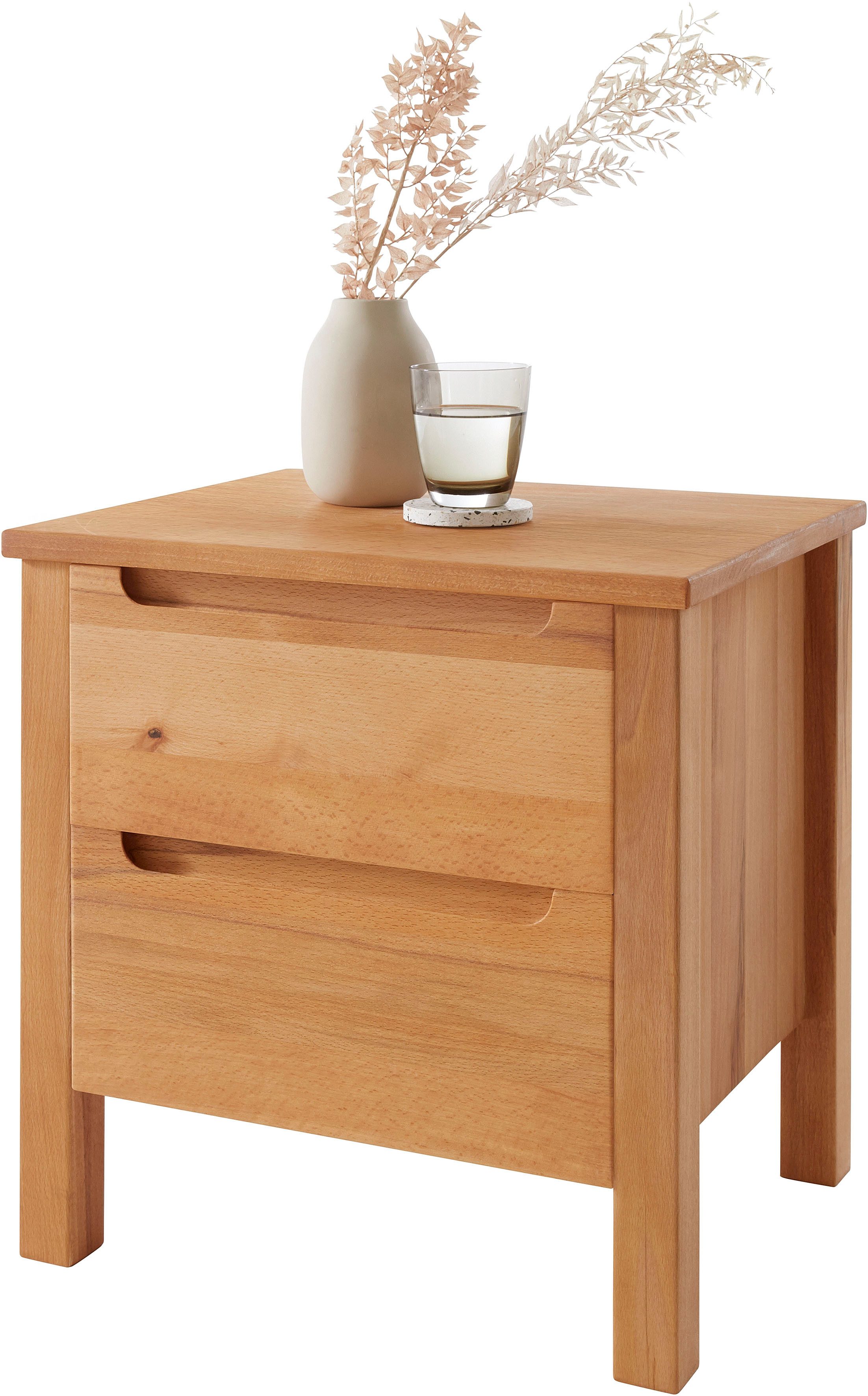 TaBoLe Меблі Nachtkommode Olivia, zwei Schubladen, komplett montiert, Wildeiche oder Kernbuche geölt