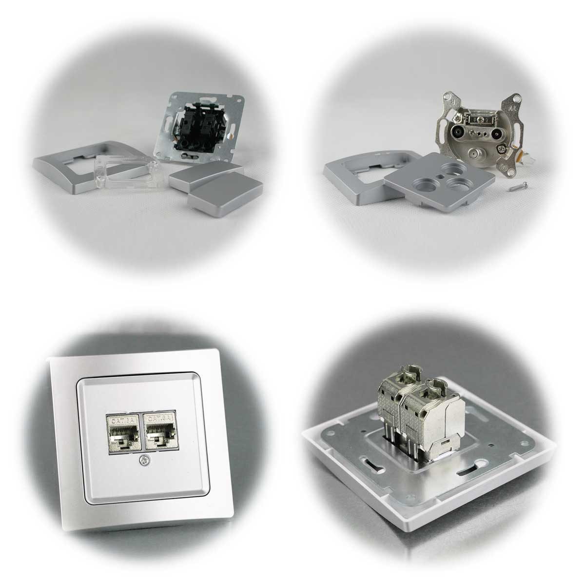 ChiliTec DELPHI Set "Einfamilienhaus", 94-teilig, silber Unterputzschalter