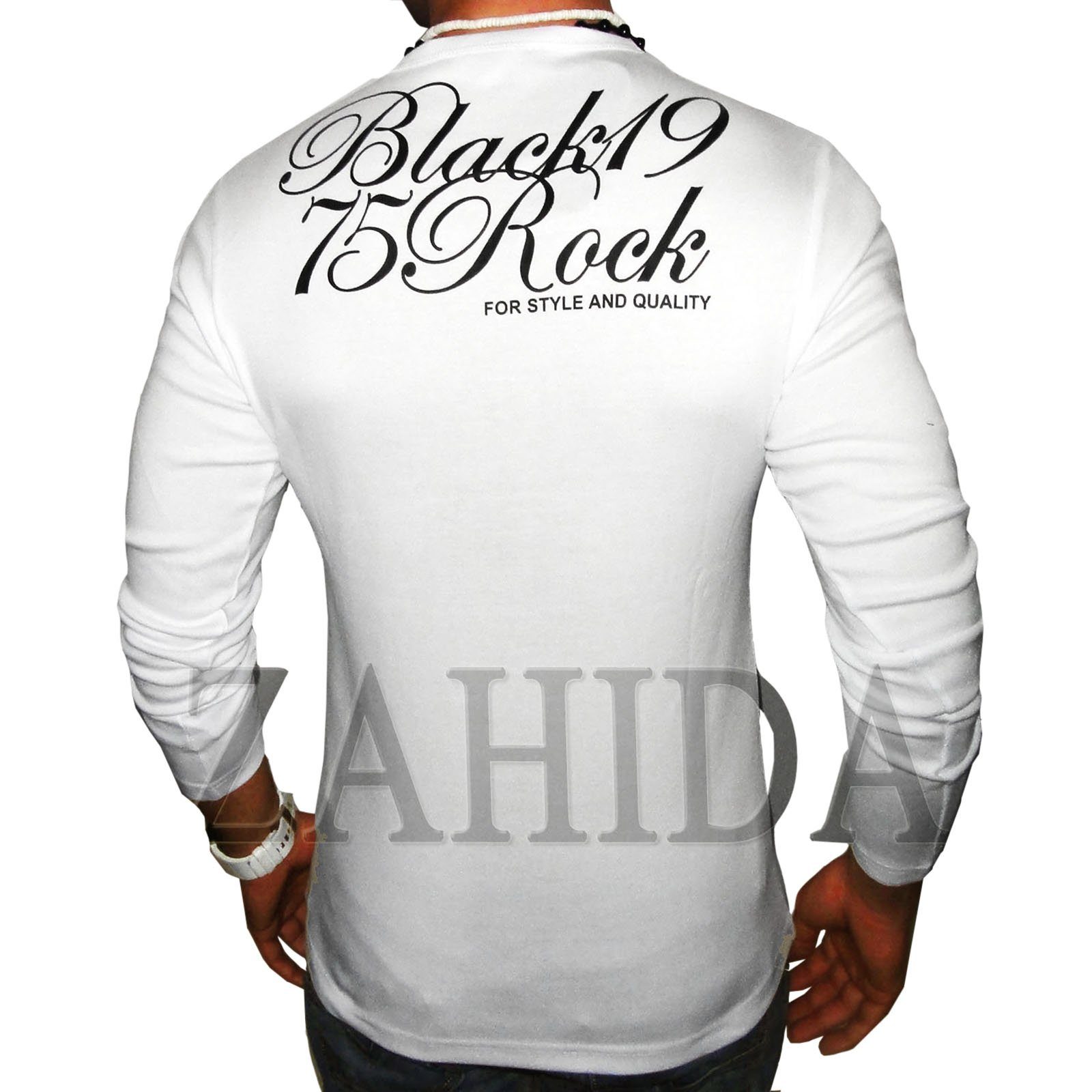 Longsleeve BLACKROCK (224022) Herren V-Neck Sweatshirt Pulli Langarmshirt 2-in-1-Langarmshirt Weiß V-Kragen Henley