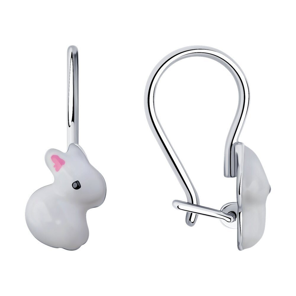 Secretforyou Creolen-Set Ohrringe für Mädchen Kinderschmuck Silber Emaille Hase, 925 Silber