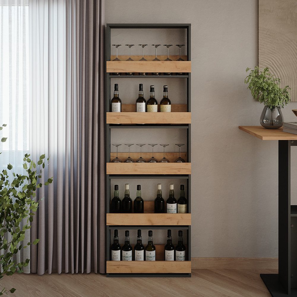 Vicco Weinregal Repose, Goldkraft Eiche/Anthrazit, 60 x 180 cm, 1-tlg.
