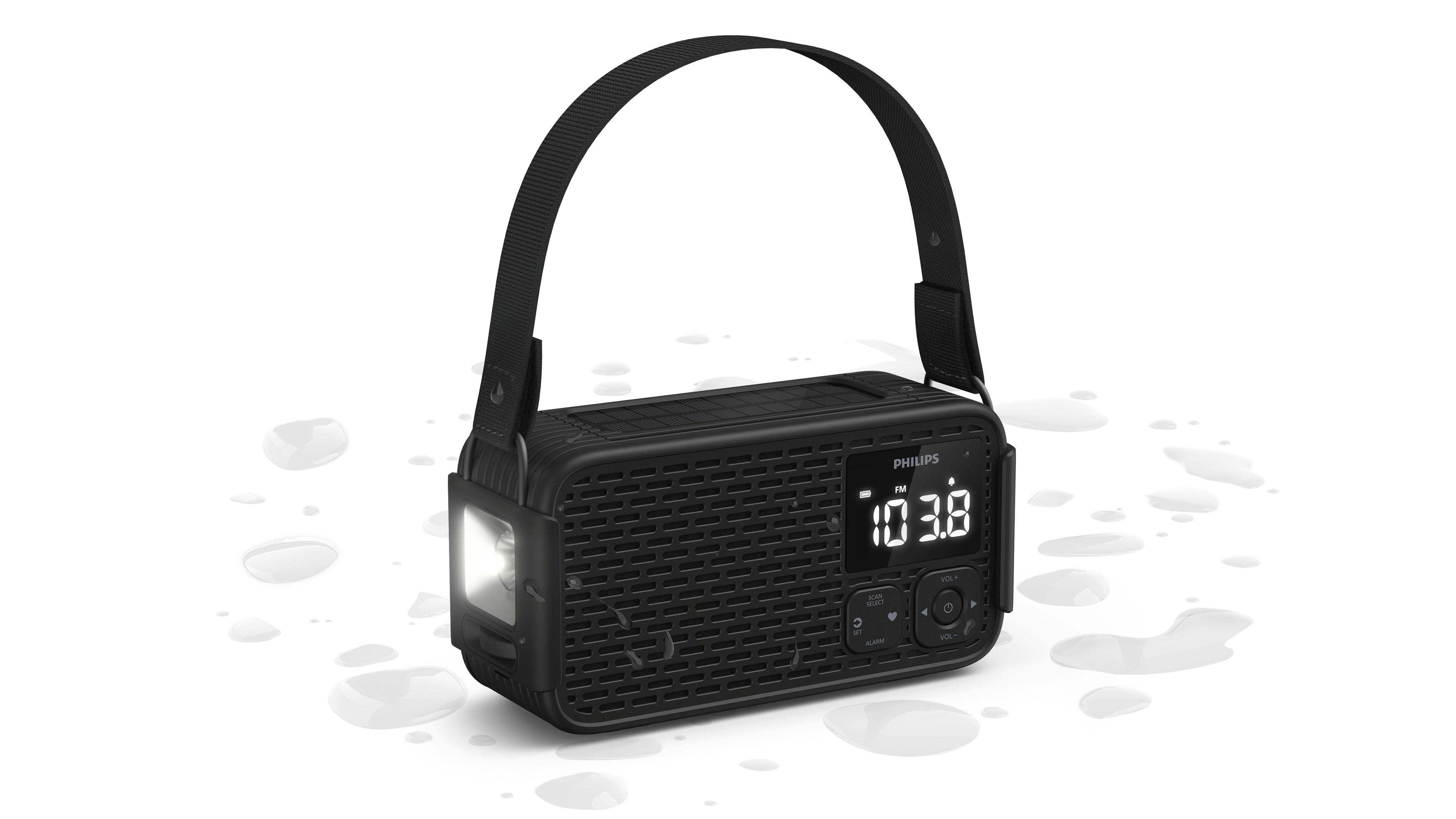 Philips TAR3500/00 Notfallradio (AM-Tuner, FM-Tuner, 3 W, Kurbelradio, LED-Leuchte, lauter SOS-Alarm mit Blinkleuchte, USB-A)