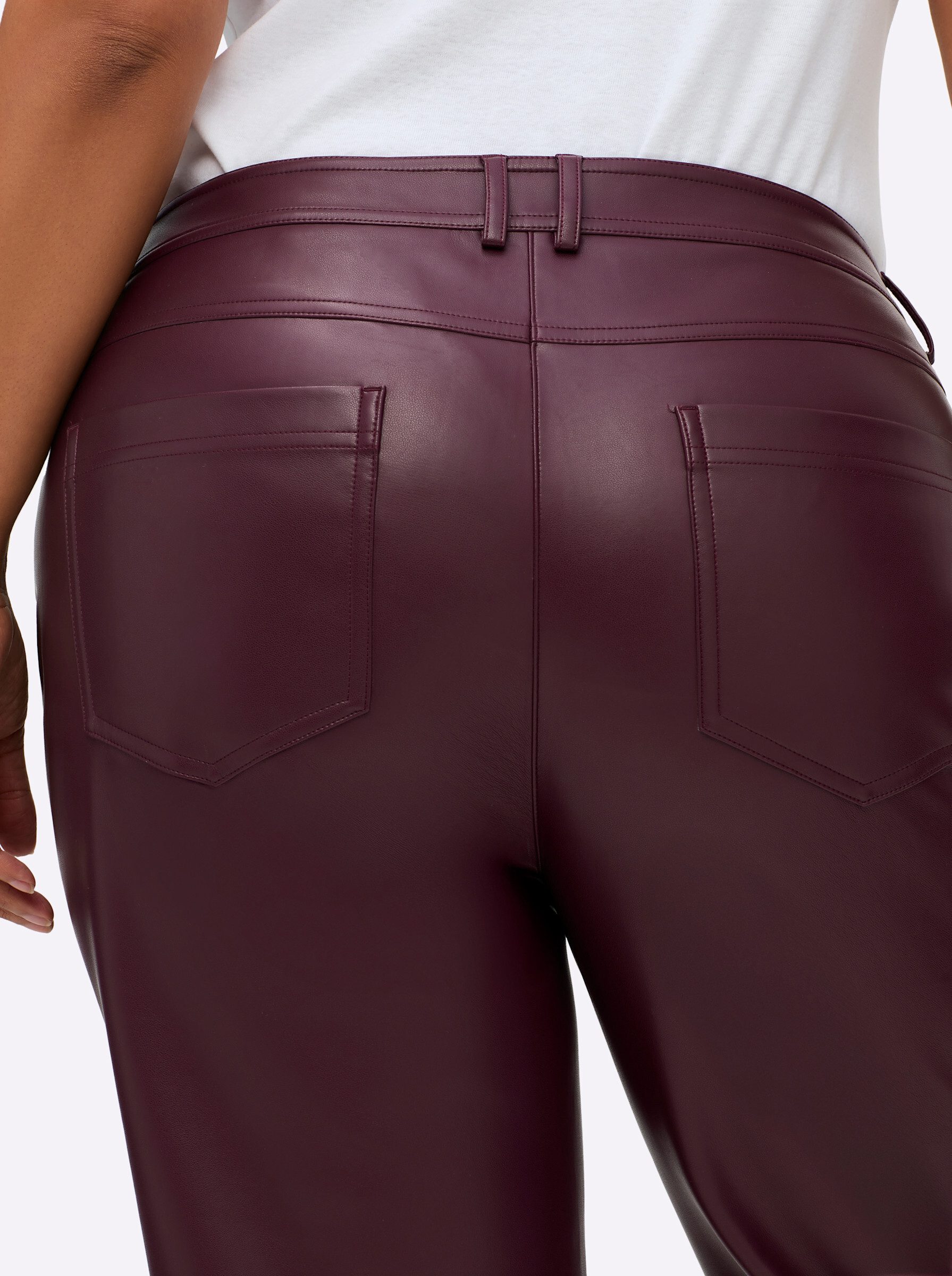 Sheego Jerseyhose Lederimitathose Innenbeinlänge ca. 80 günstig online kaufen