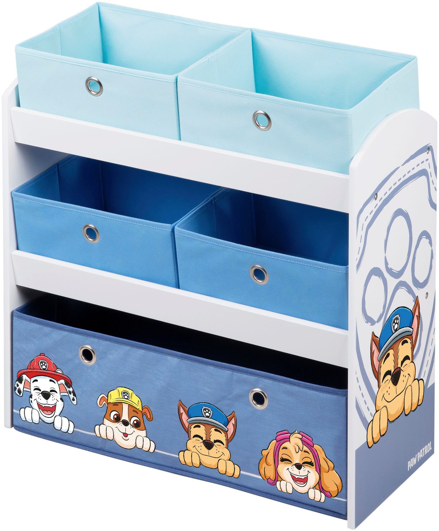 roba® Kinderregal PAW Patrol, weiß, inklusive 5 Stoffboxen in 2 Größen günstig online kaufen