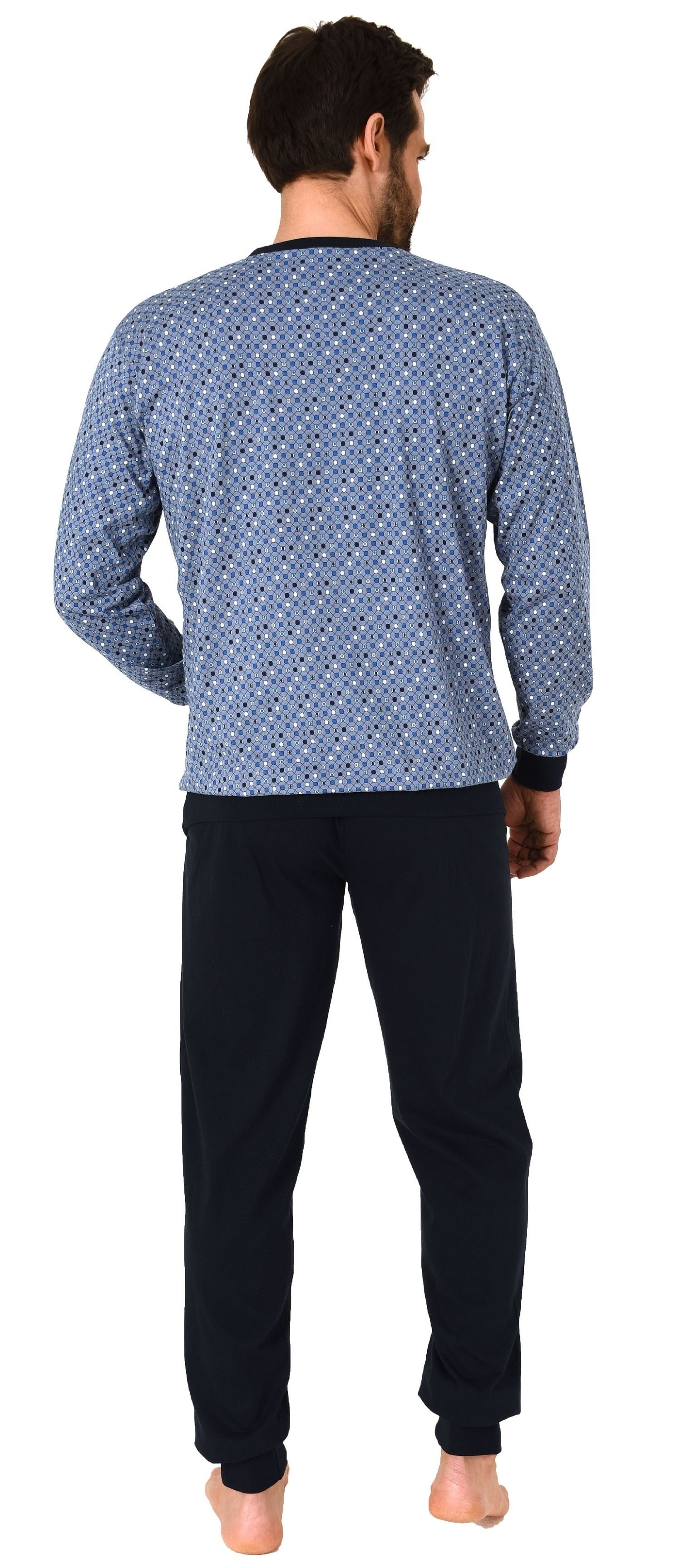 RELAX by Normann Pyjama Herren Schlafanzug langarm mit Bündchen in Minimal-Optik - 112 10 710