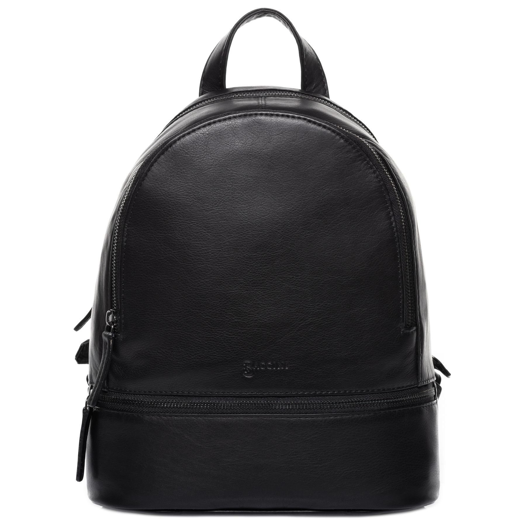 BACCINI Rucksack Leder Backpack Damen DINA, Cityrucksack Echtleder, Leder-Rucksack Daypack Damen schwarz