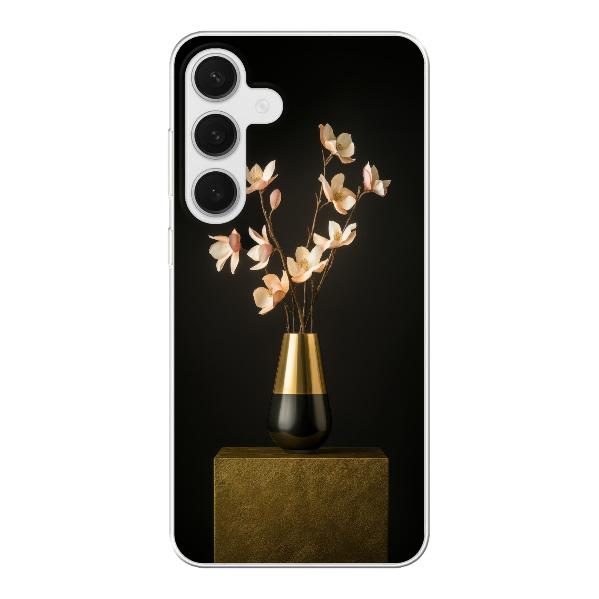 Handyhülle für Samsung Galaxy S25 Plus Verschnörkelt - Blumenstrauß - Gold - Vase