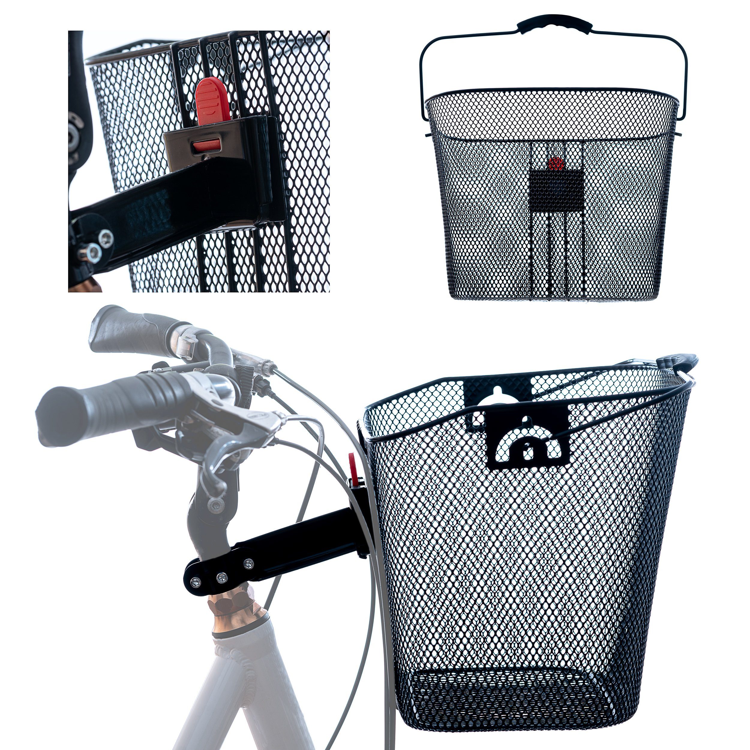 Oramics Fahrradkorb Metall Lenkerkorb Klicksystem 22 Liter 34x26x25 cm