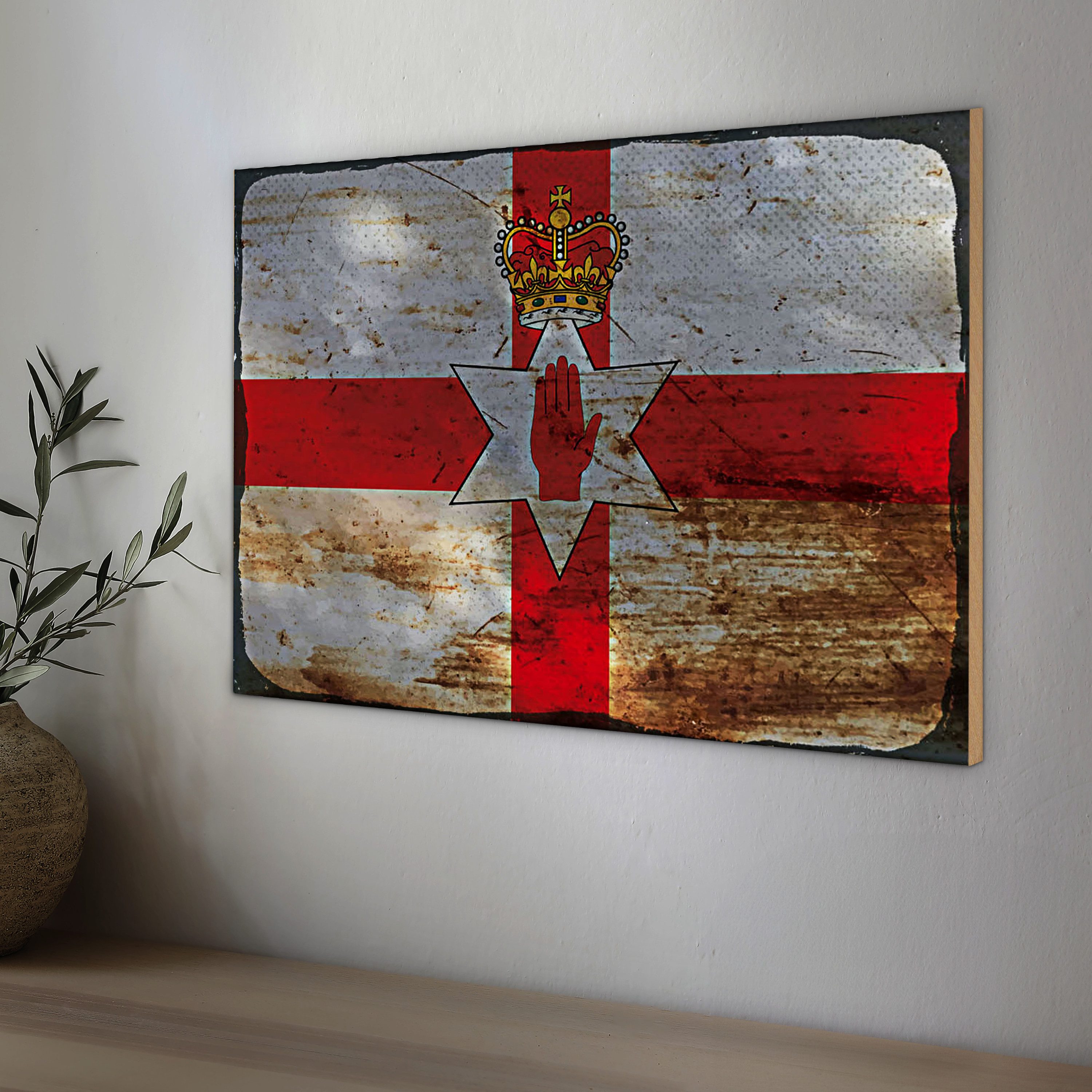 Roomando Holzbild Flagge Nordirland 18x12cm Flag Rost