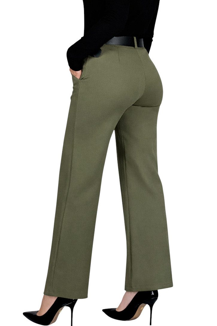 Mississhop Stretch-Hose Elegante Damenhose mit Gürtel und geradem Bein M.431