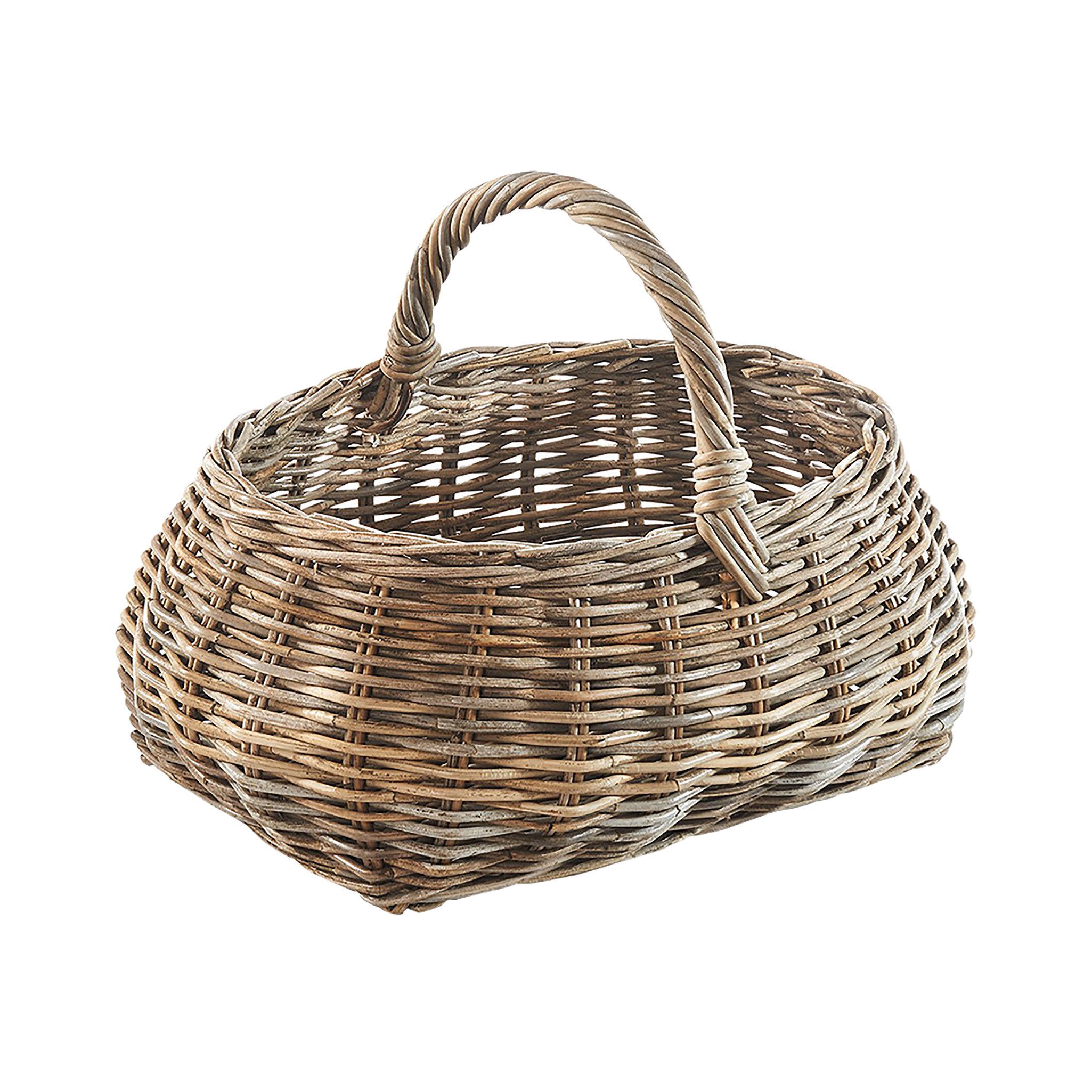 Kobolo Einkaufskorb Korb mit Henkel aus Rattan in kubu grey günstig online kaufen