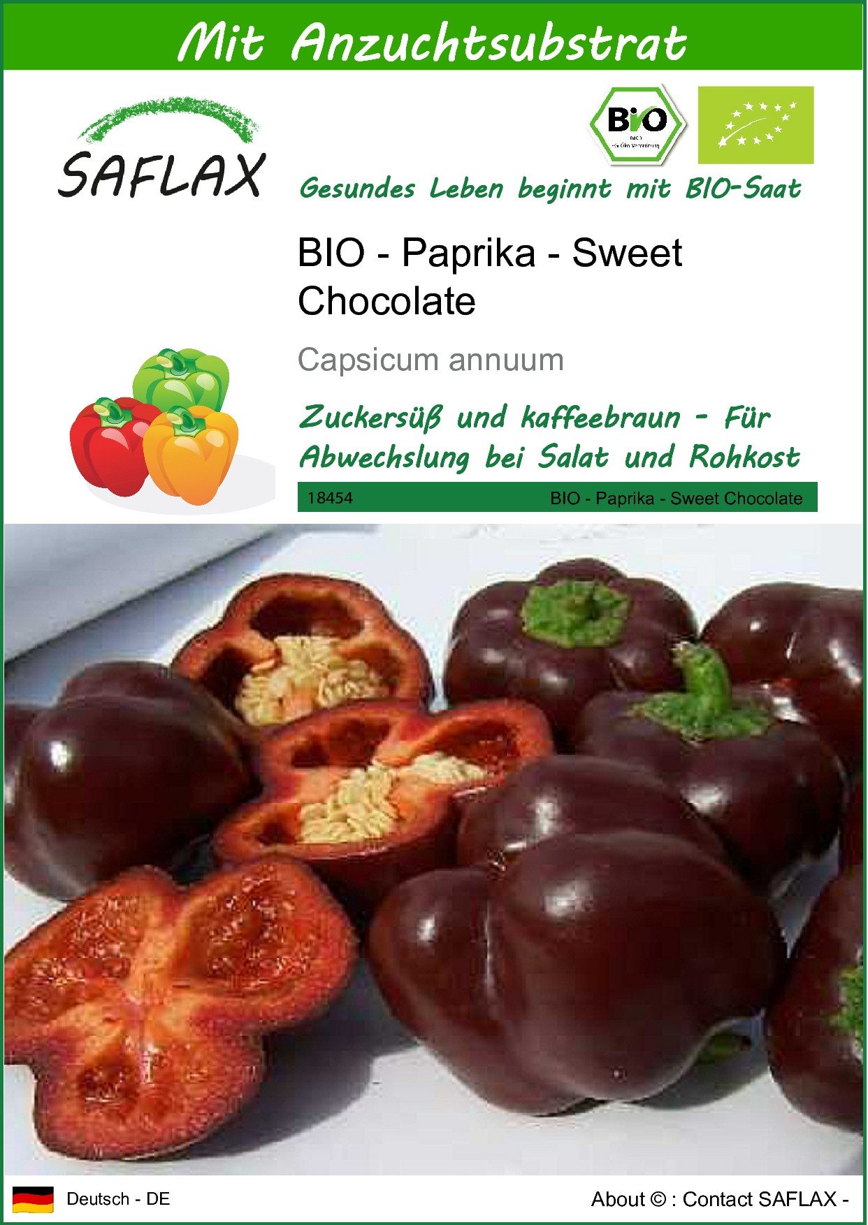 SAFLAX Gemüsesamen SAFLAX - Samen und Substrat - BIO - Paprika - Sweet Choc günstig online kaufen