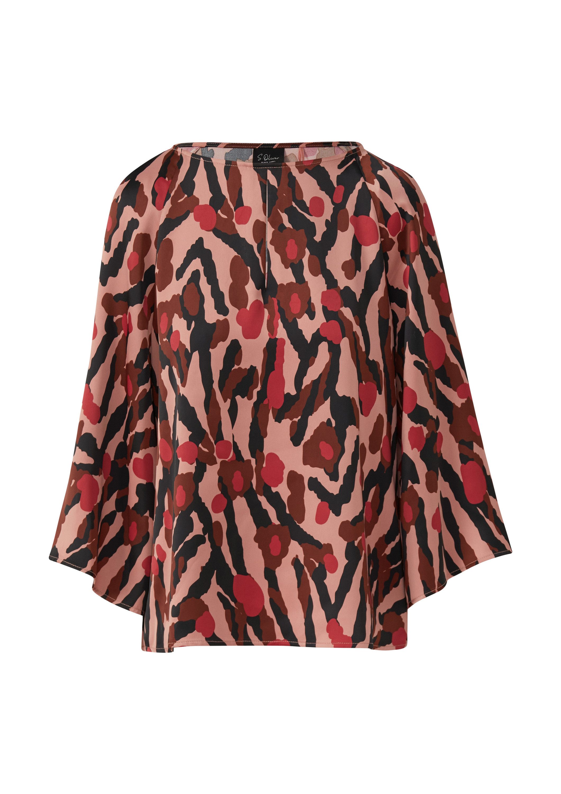 s.Oliver Kurzarmbluse Bluse Satin-Bluse mit All-over-Print