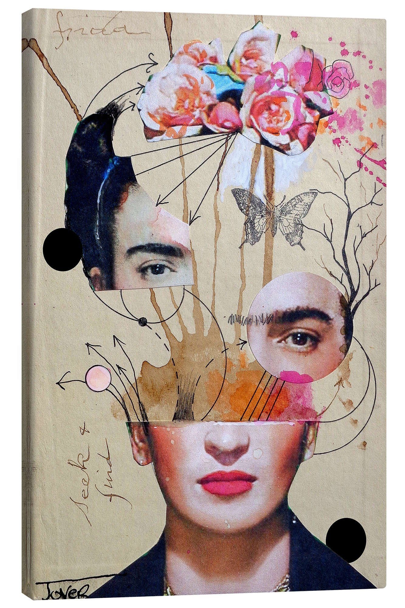 Posterlounge Leinwandbild Loui Jover, Frida Kahlo für Anfänger, Wohnzimmer Modern Illustration