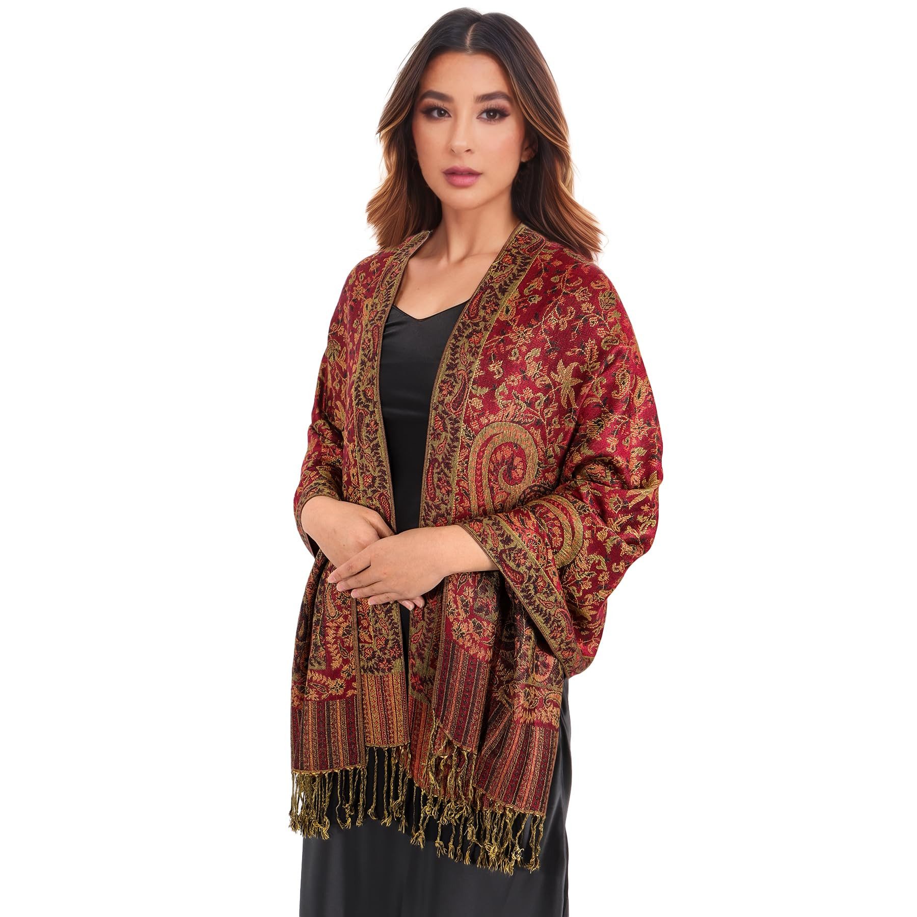 nsihing Modeschal Warmer Schal für Damen, Weiches Tuch in Kaschmir-Optik, Lange, große warme Stola mit Quasten für Herbst und Winter – Bild 5 von 5