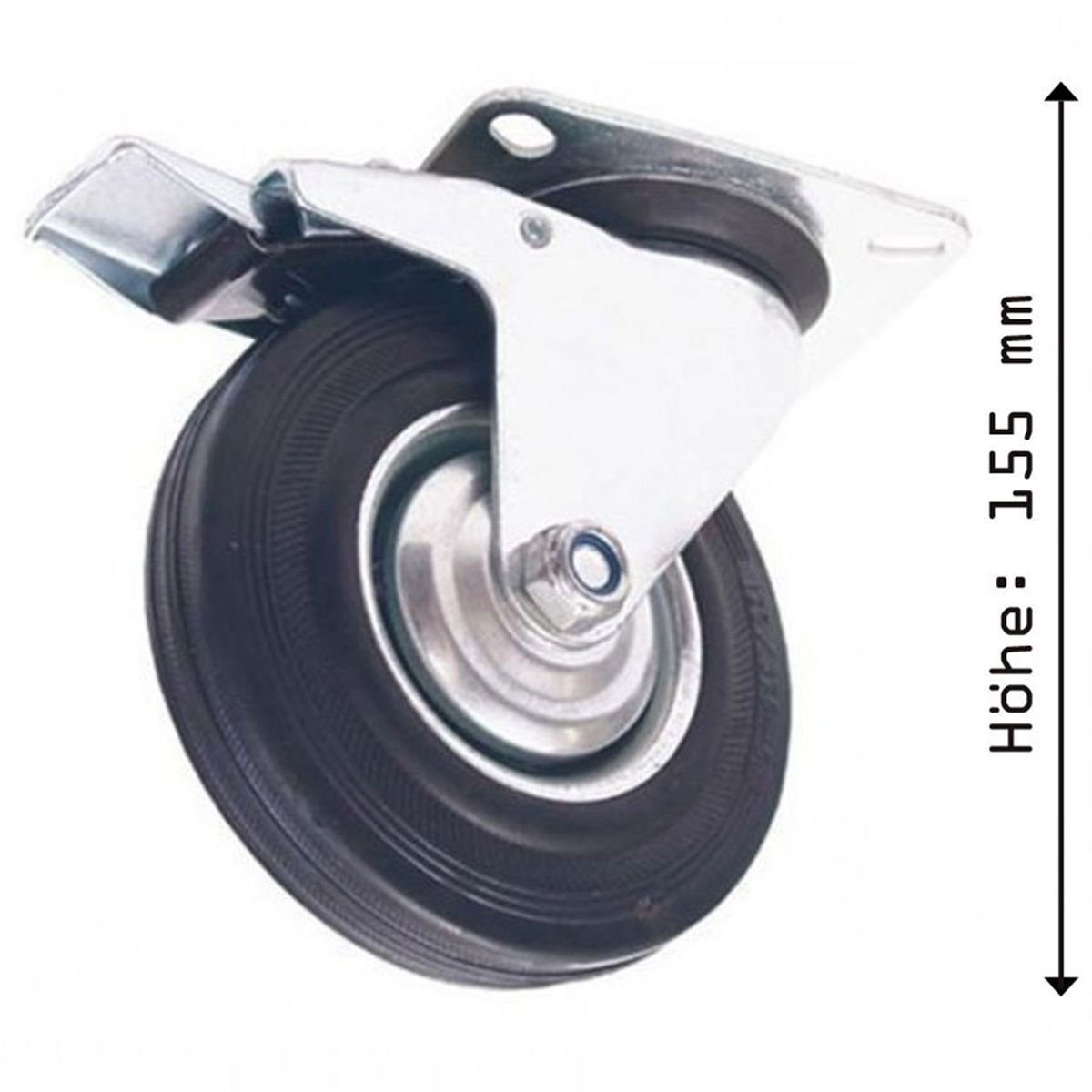 Veto Lenkrolle Bockrolle 125mm Silber Transportrolle Stahlblech verzinkt Lenkrolle, Feststellbremse