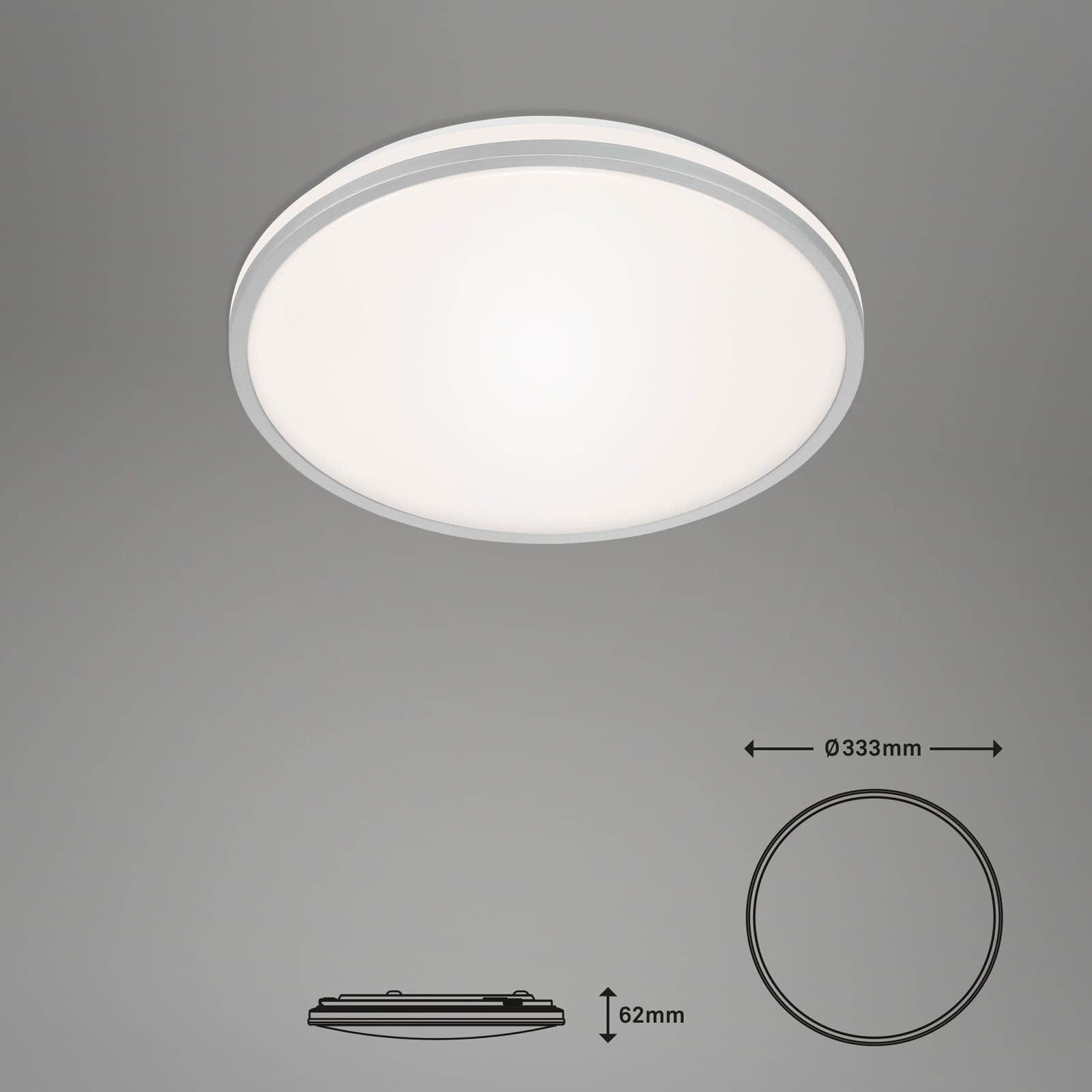 Wohnzimmer, 3064-014, indirektes Wifi, Briloner dimmbar, LED Warmweiß, Deckenleuchte Sprachsteuerung, Deckenlampe, Smarte Kaltweiß, LED Chrom-Matt, 24W, Tageslichtweiß, Flur verbaut, Appsteuerung, Leuchten fest Neutralweiß, Speicherfunktion, Licht, 33,3x6,2cm, Fernbedienung,