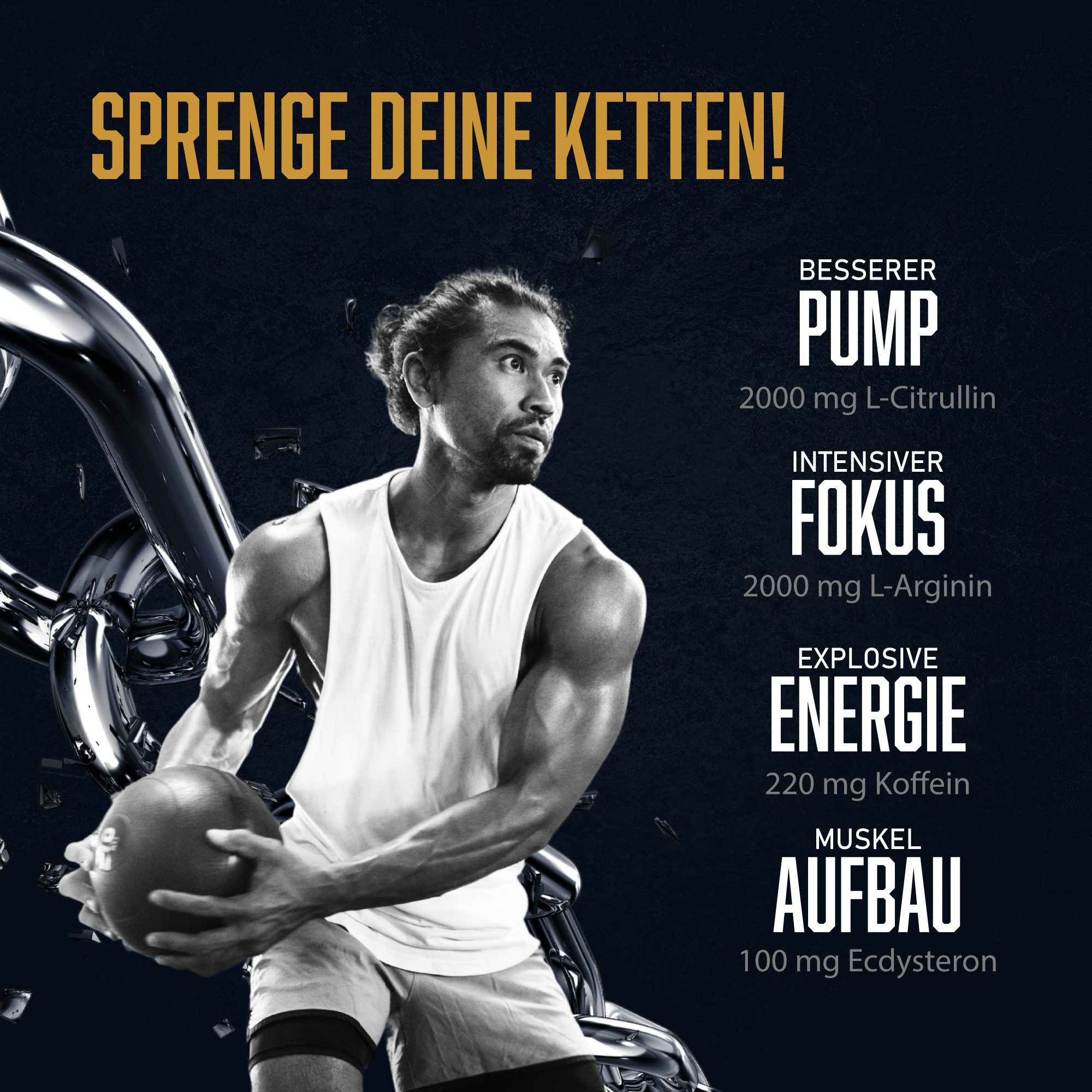 Unchained Pre Workout Booster mit Koffein & Ecdysterone 400g Pump & Energy Pulver