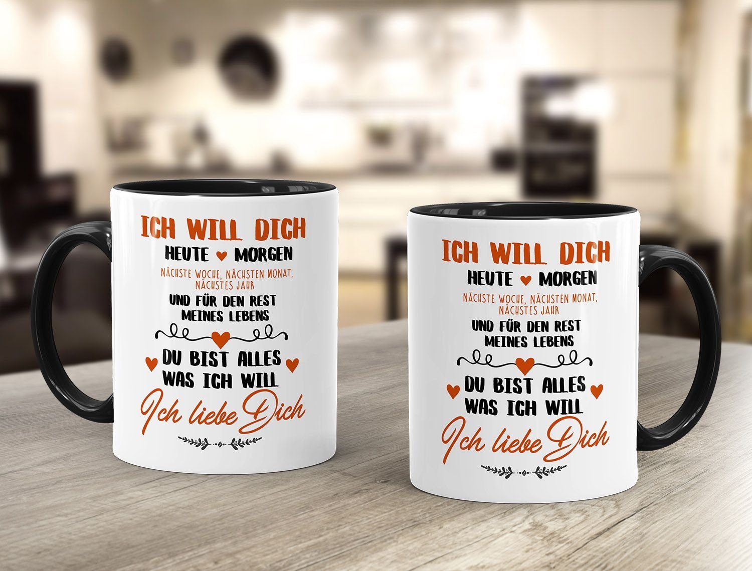 dich ich Spruch Keramik Tasse liebe Liebe Ich Valentinstag heute Kaffeetasse morgen schwarz MoonWorks®, und dich will MoonWorks Geschenk