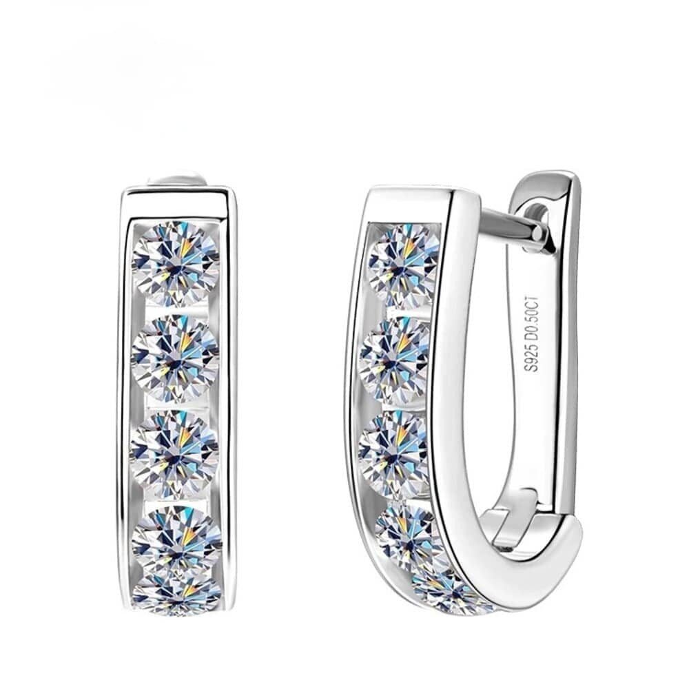 Paar Creolen Exklusive klassische Moissanit Creolen 925 Silber 18K Gold