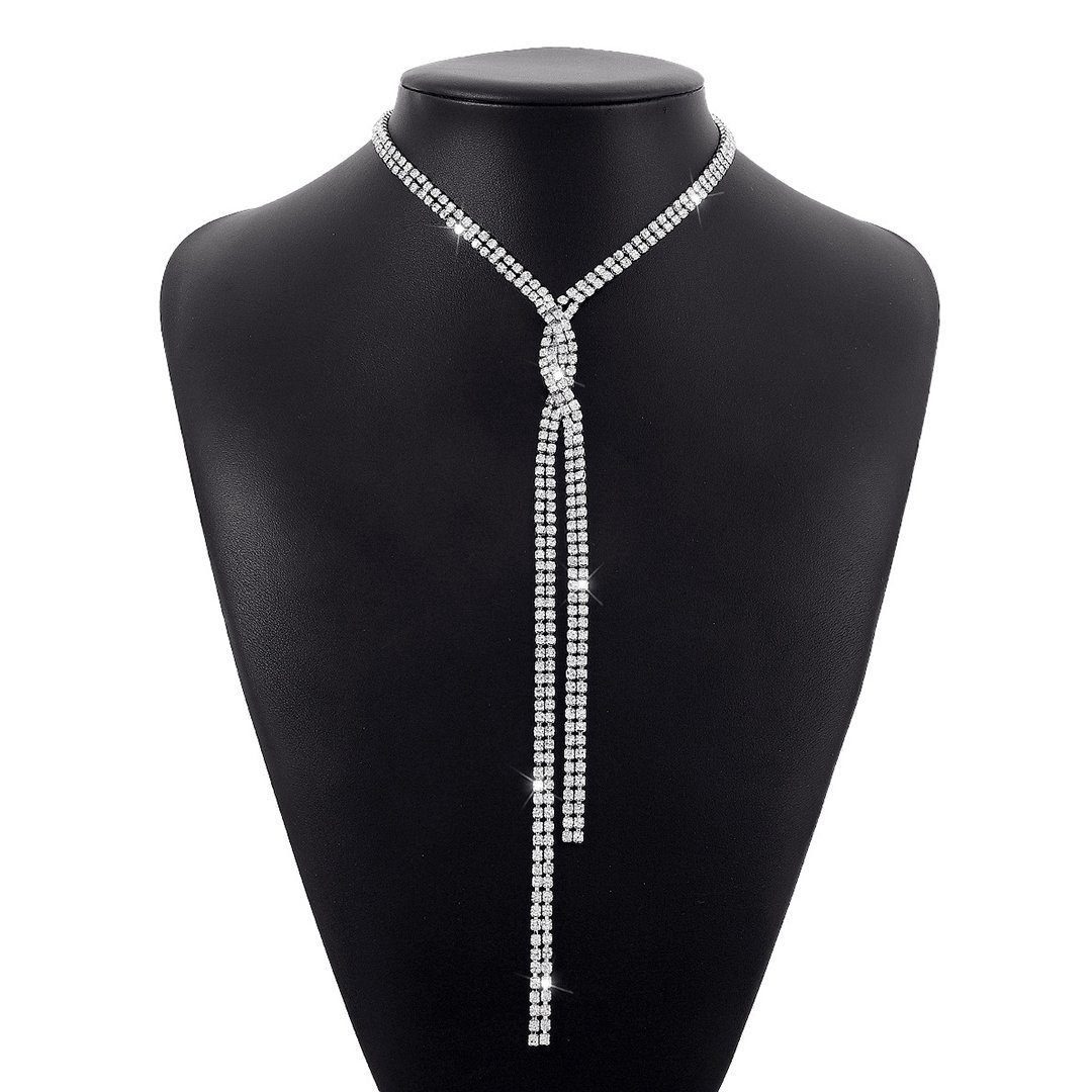 SRRINM Y-Kette Elegante Yförmige Diamantbesetzte Schichtkette