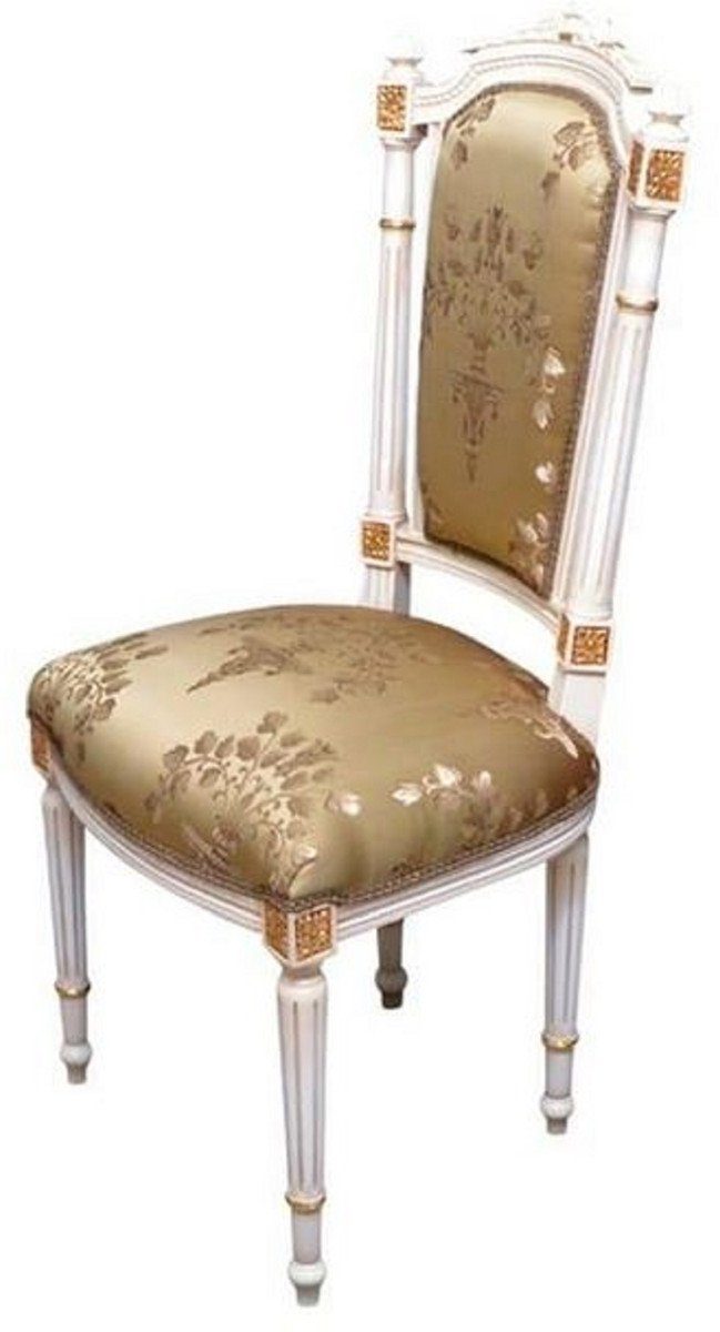 Casa Padrino Esszimmerstuhl Barock Esszimmerstuhl im Stil Antik - Gold Gold Cremefarben / - Esszimmer Barockstil Möbel Handgefertigter / Stuhl