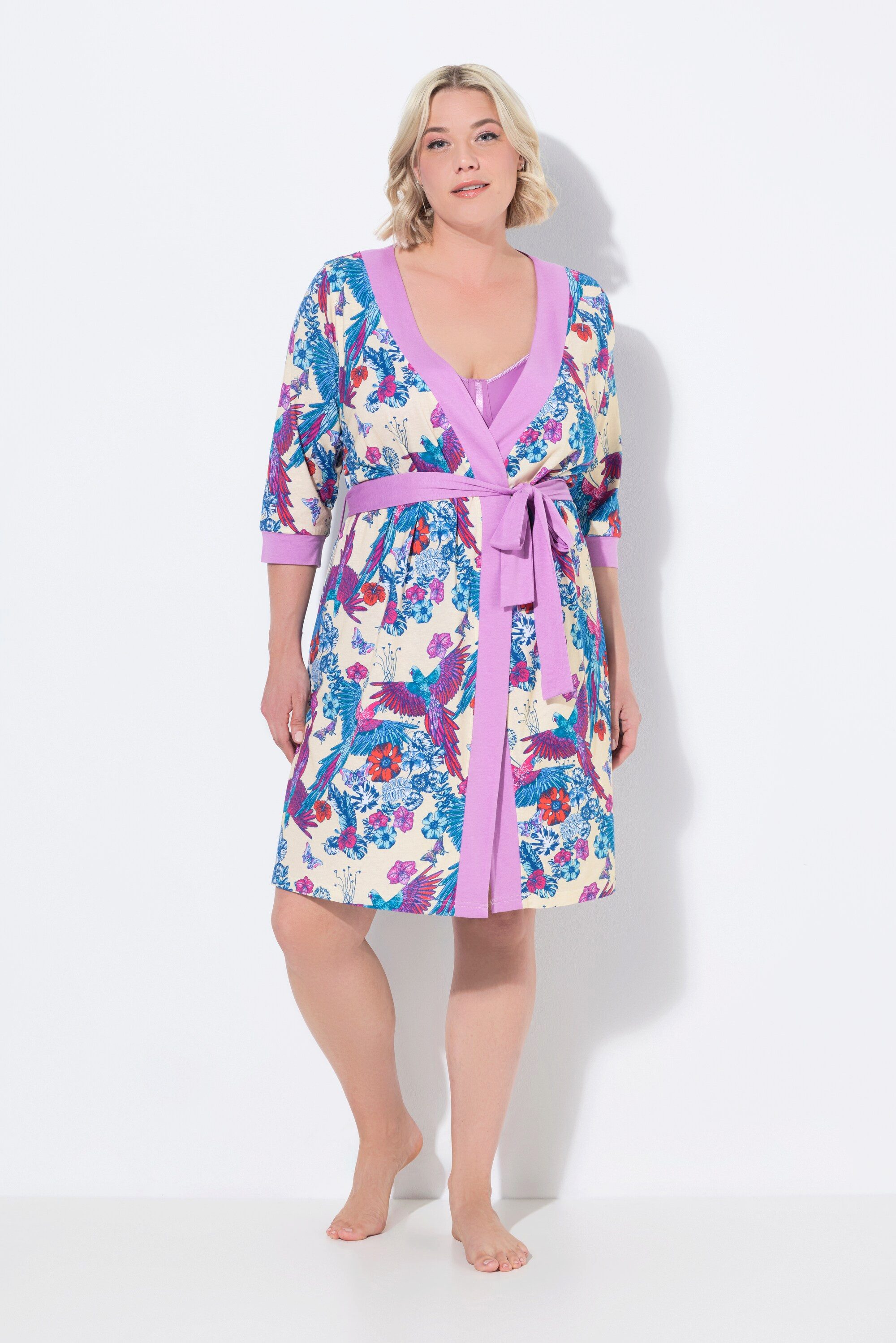 Ulla Popken Kimono Kimono Papagei V-Ausschnitt günstig online kaufen