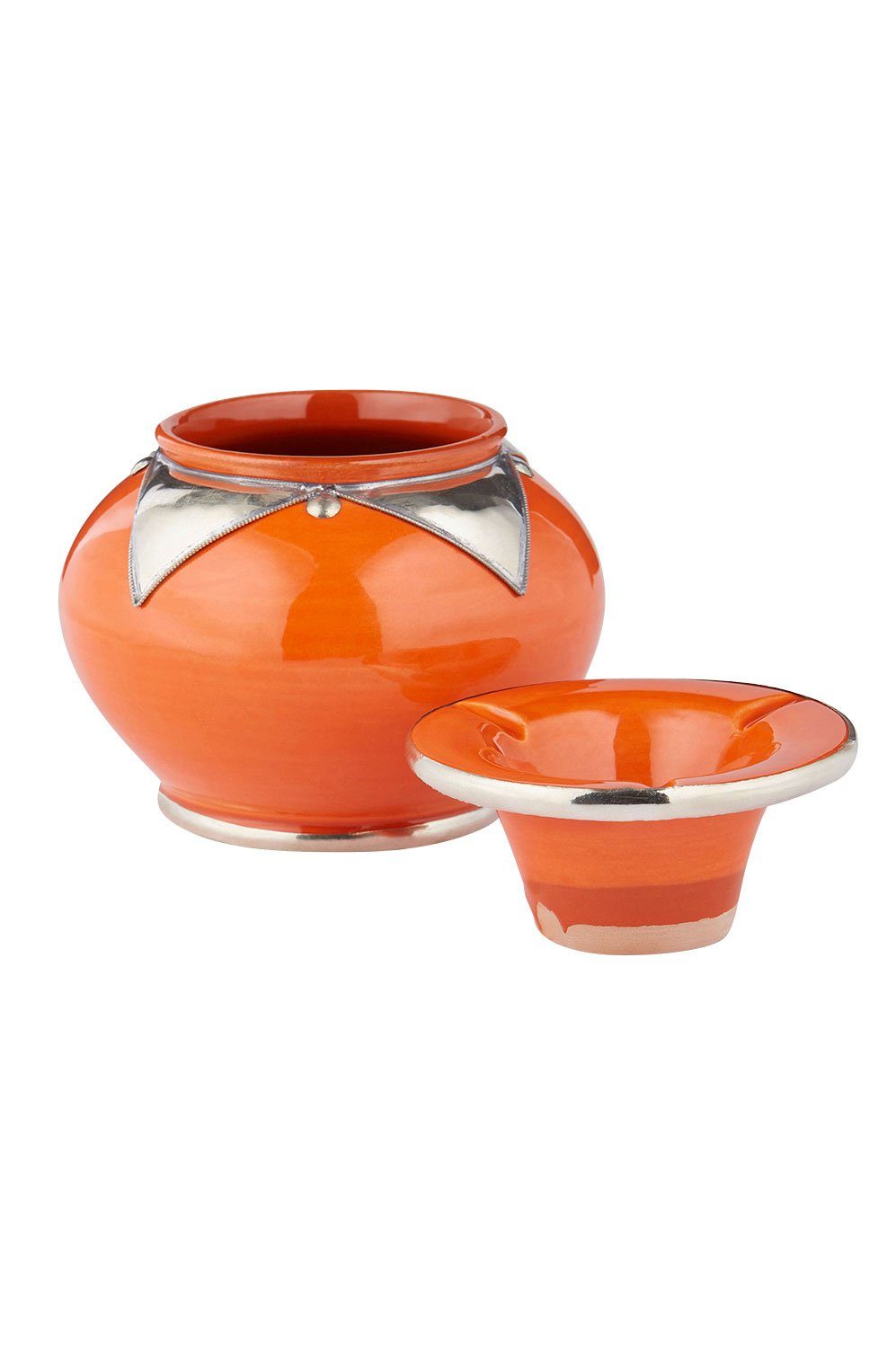 Marrakesch Orient & Mediterran Interior Aschenbecher Marokkanischer Aschenbecher Kanita Deko aus Keramik in Orange 11 cm, Handarbeit