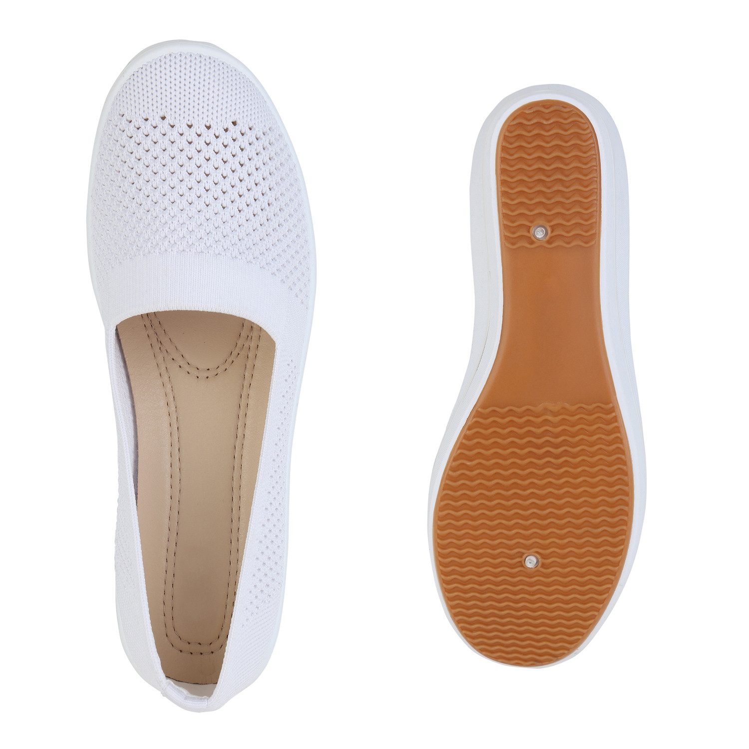 VAN HILL 841597 Slipper Damen Keilslipper Keilabsatz Bequem Strick Freizeit Slip On