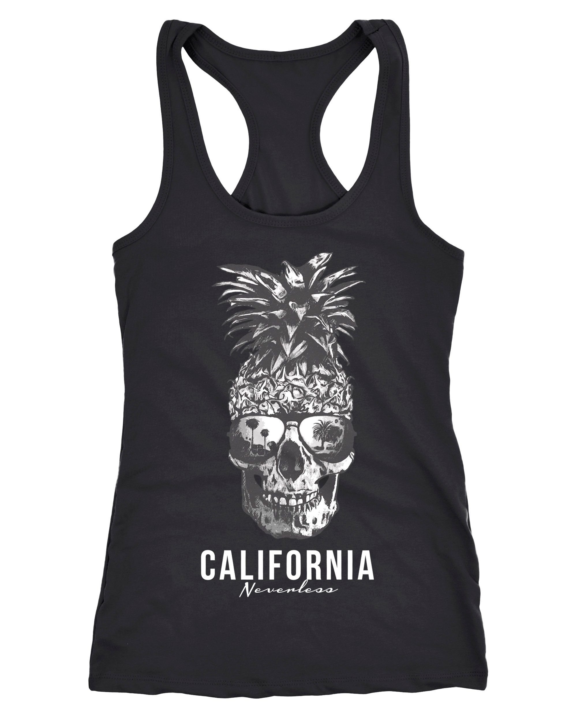 Neverless Tanktop Cooles Damen Tank-Top Pineapple Skull Sonnenbrille Ananas Totenkopf