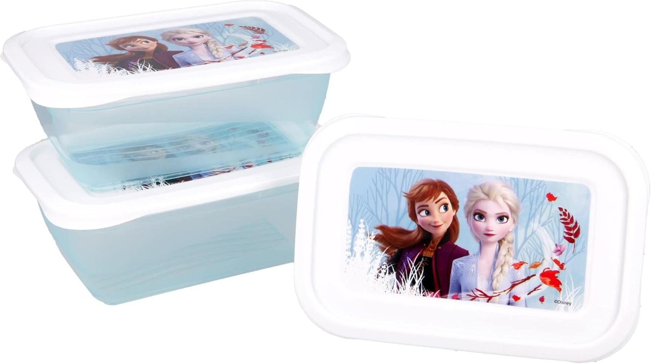 Disney Lunchbox Lunchboxen m.3 rechteckigen Deckeln Frozen Blue Forest Kunststoff bunt