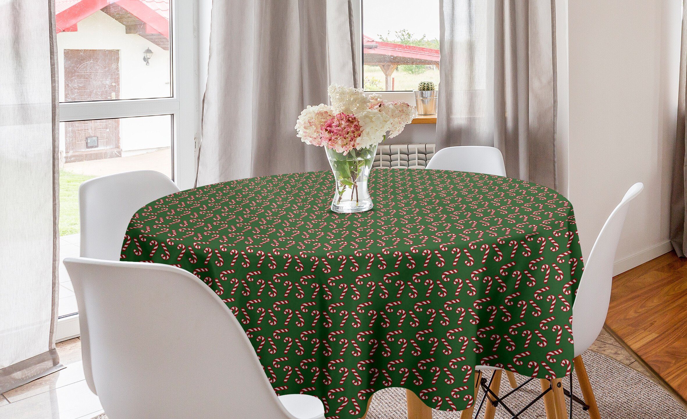 Abakuhaus Tischdecke Kreis Tischdecke Abdeckung für Esszimmer Küche Dekoration, Weihnachten Zuckerstangen