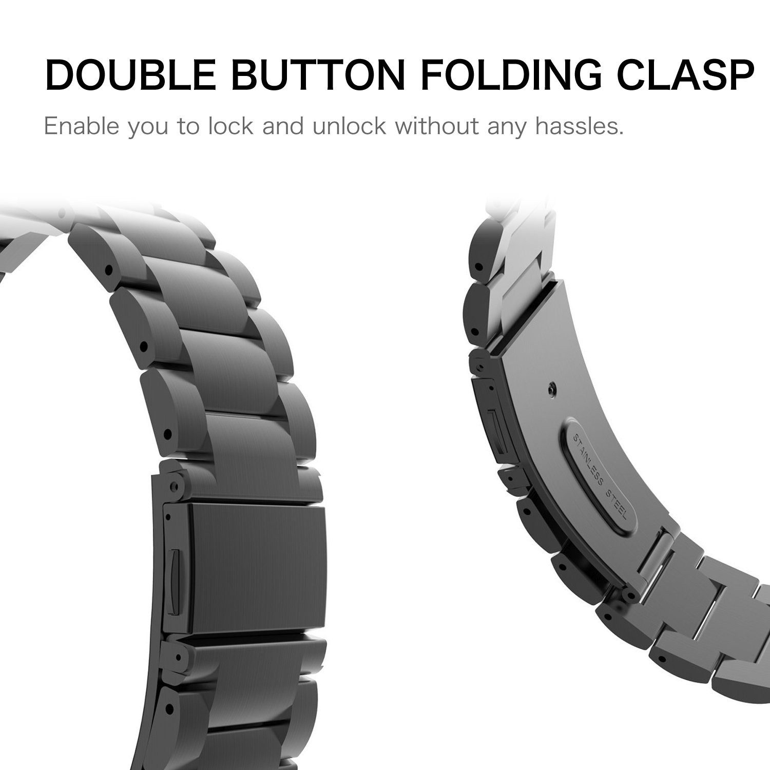 Fintie Smartwatch-Armband für Garmin Vivoactive 3/Vivoactive 5, Garmin Venu/Venu 2 Plus/Venu Sq, und Garmin Venu Sq 2, Forerunner 245 - Edelstahl Uhrenarmband