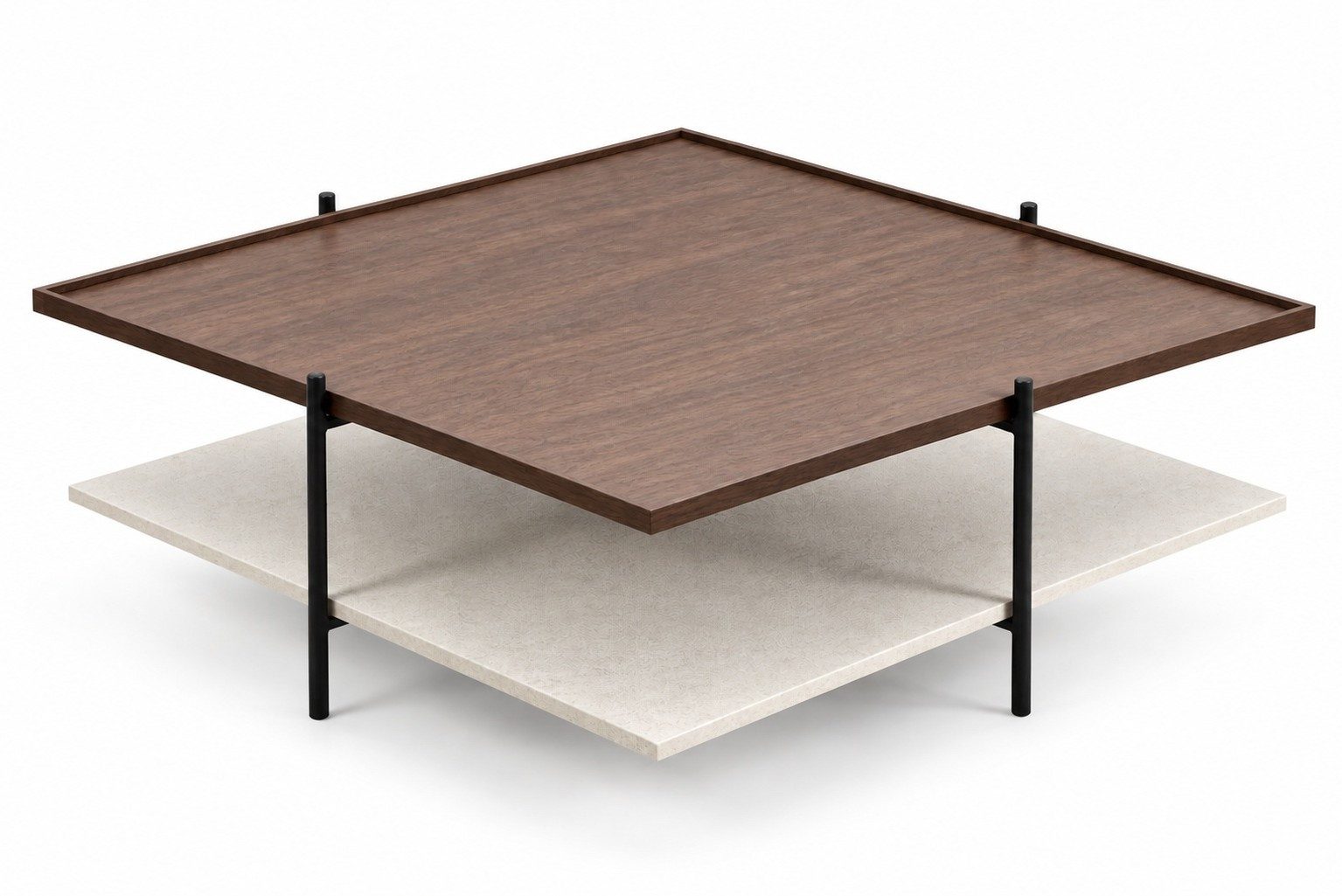 Xlmoebel Couchtisch Brauner Couchtisch quadratischer Holztisch Wohnzimmermöbel (1-St., 1-tlg)